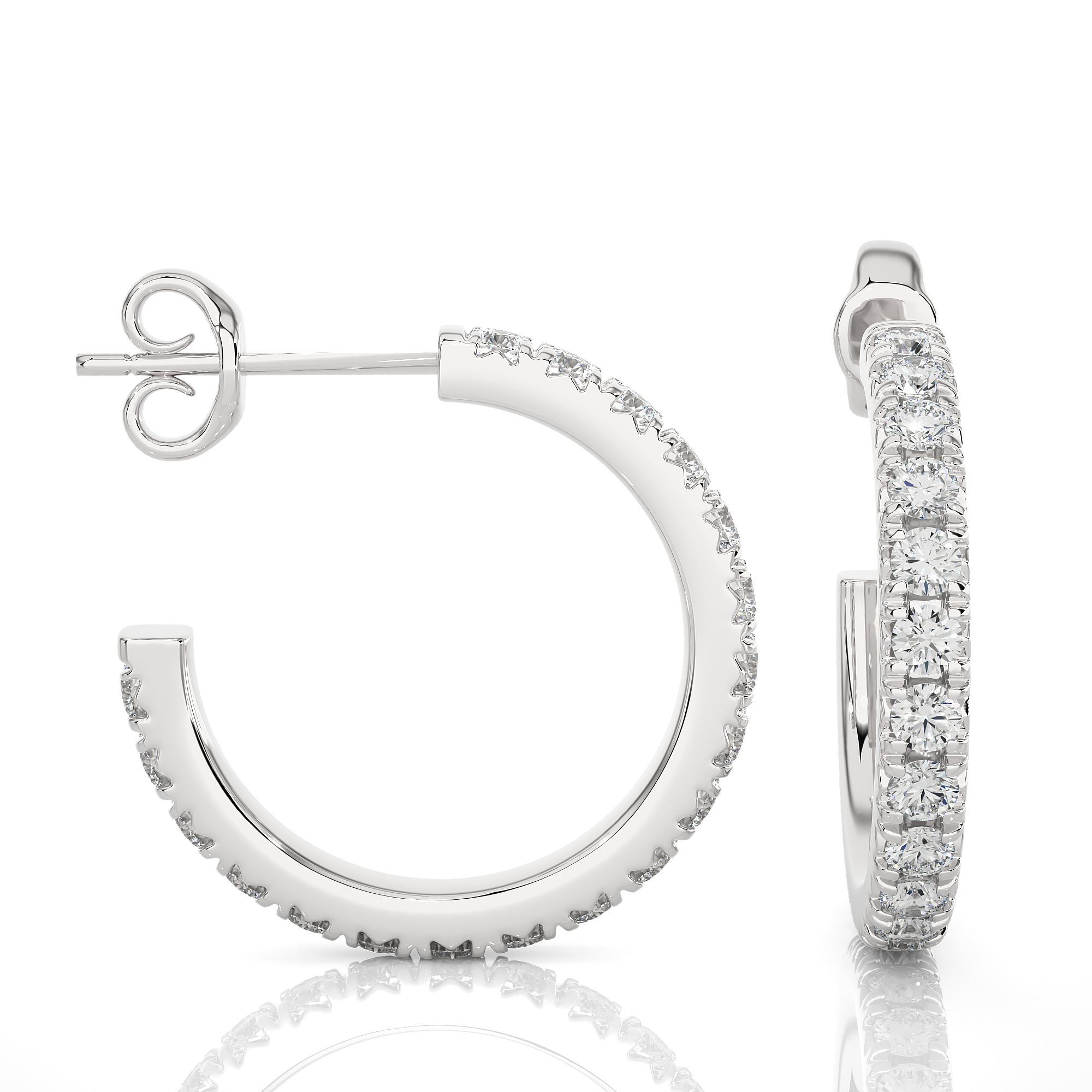 0.70Ct Round Diamond Hoop Earrings in White Gold - Blu Diamonds