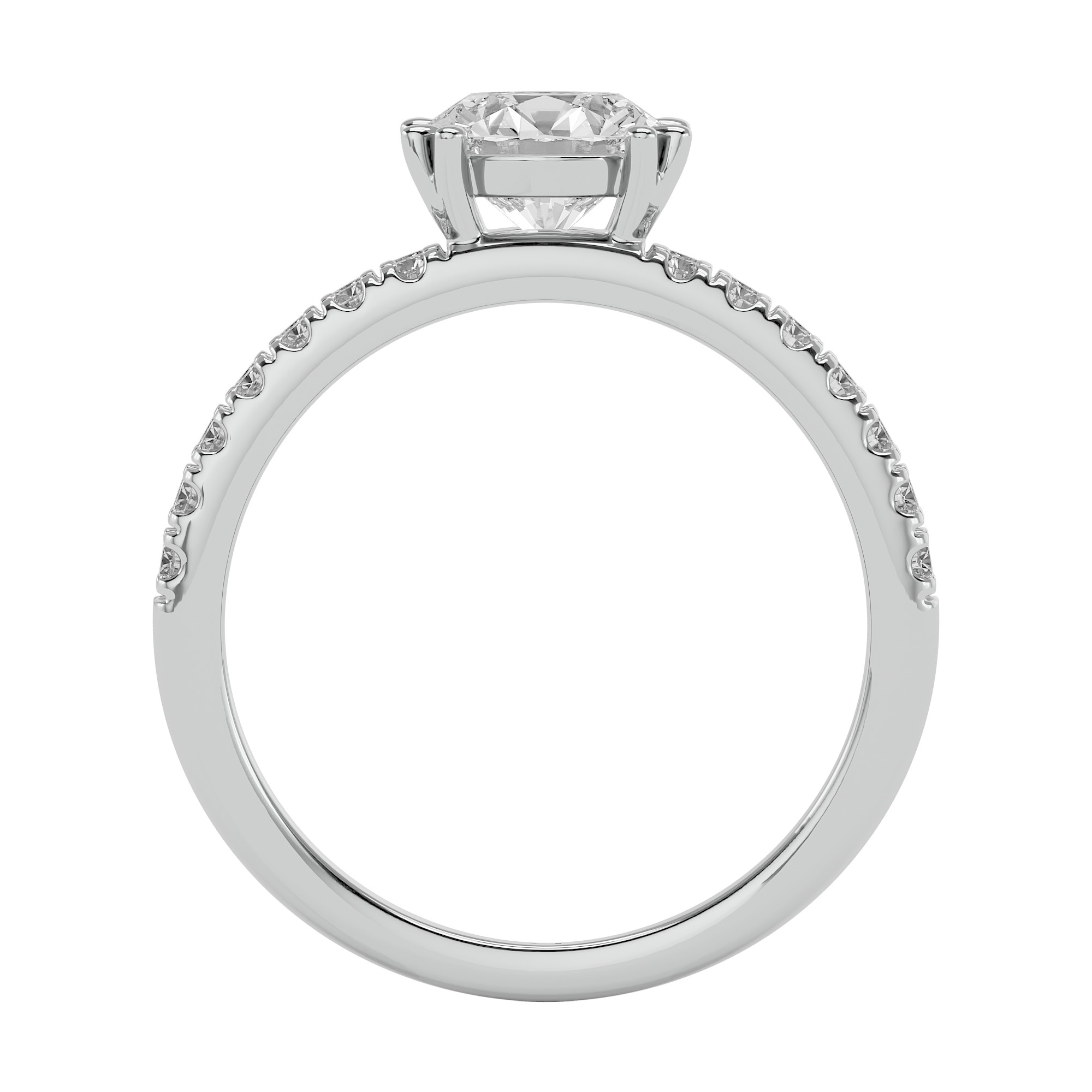 Solitaire Rund Cut Diamond Ring - White Gold