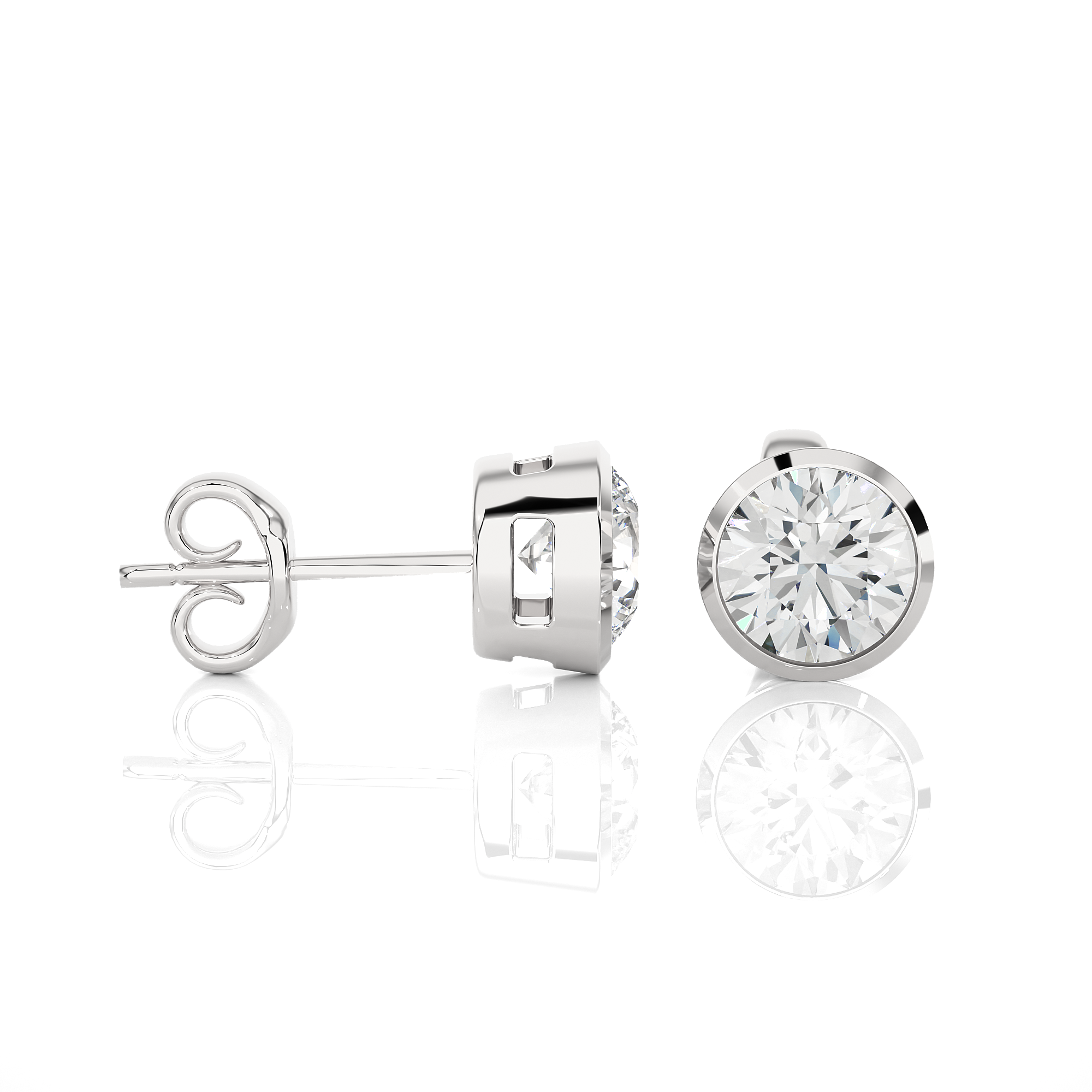 White Gold  1.18 Ct Round Cut Diamond Stud Earrings - Blu Diamonds