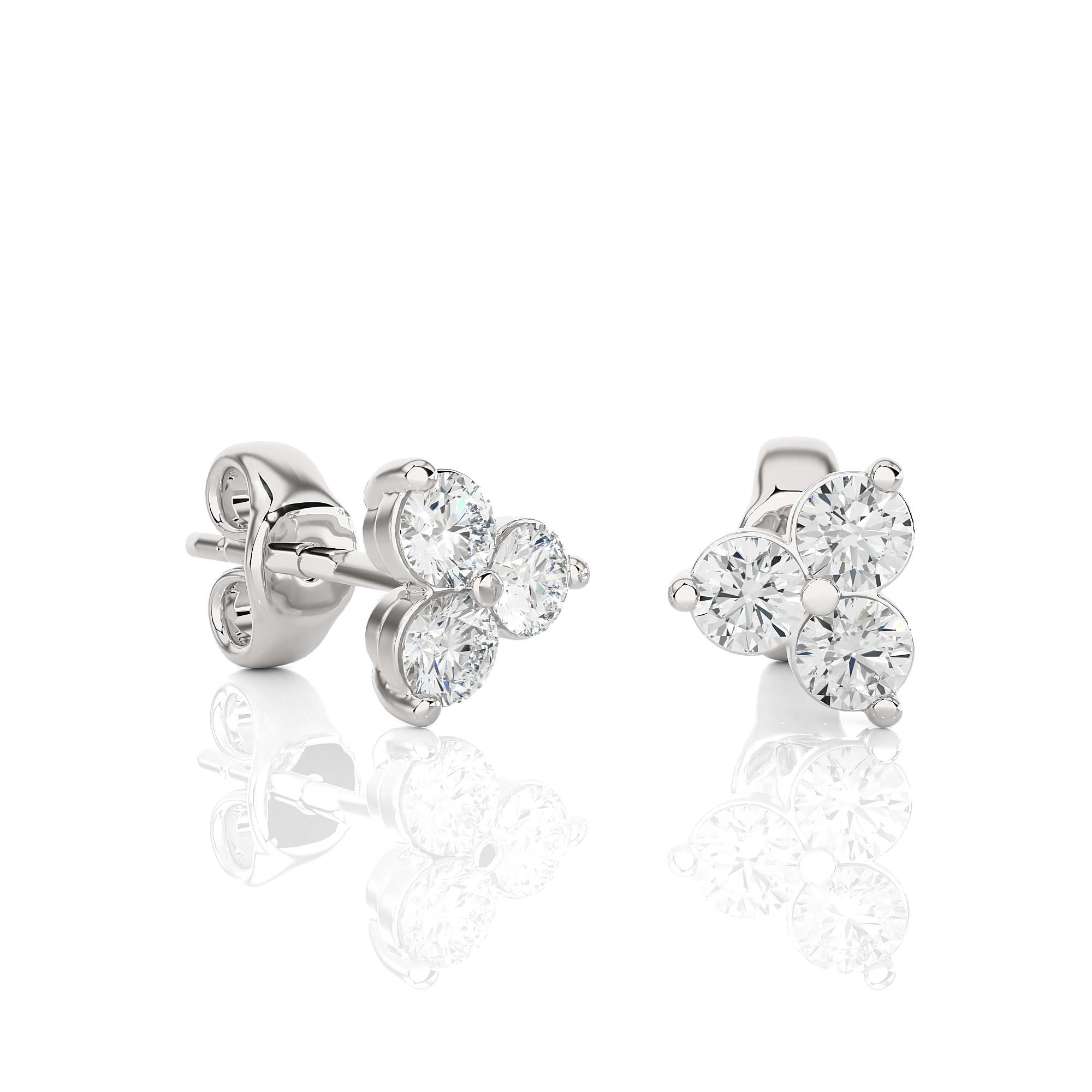 0.44Ct Round Cut Diamond Stud Earrings in 14Kt White Gold - Blu Diamonds