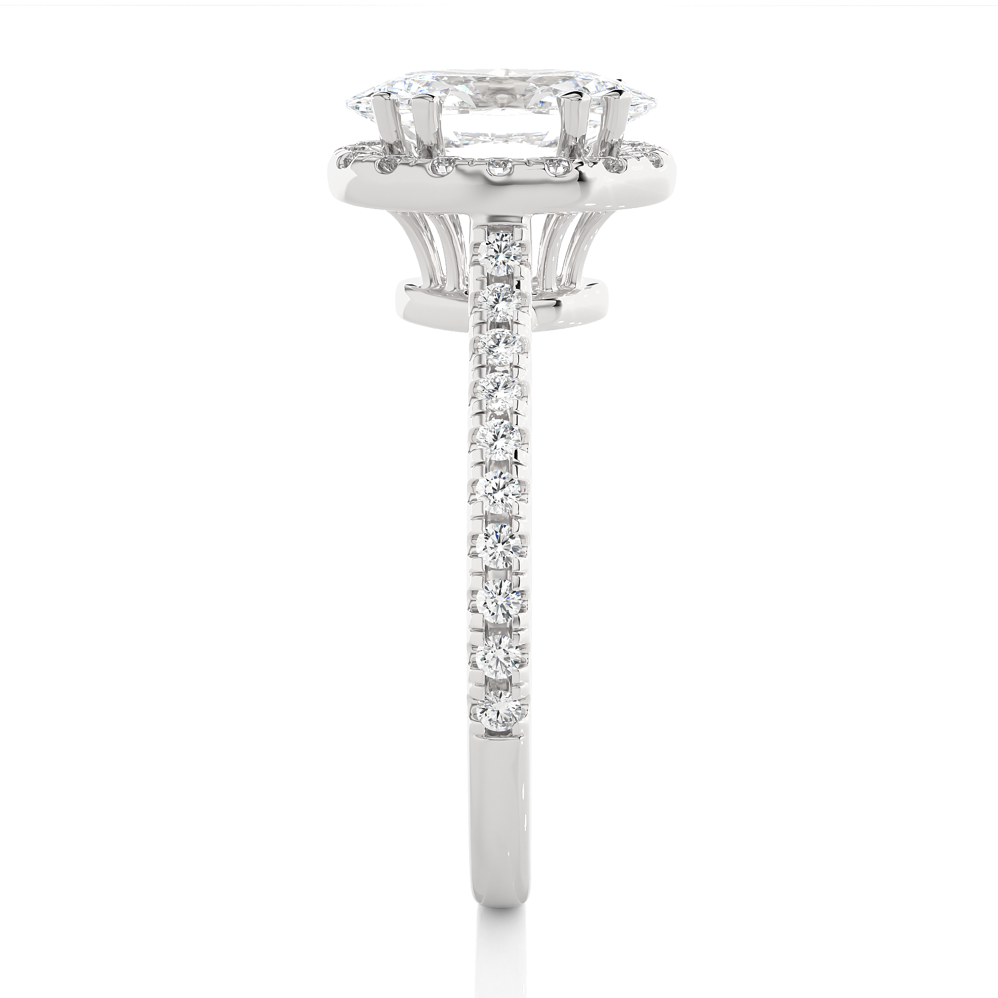 14K White Yellow Rose Gold 2.50 Carat Oval Halo Diamond Ring