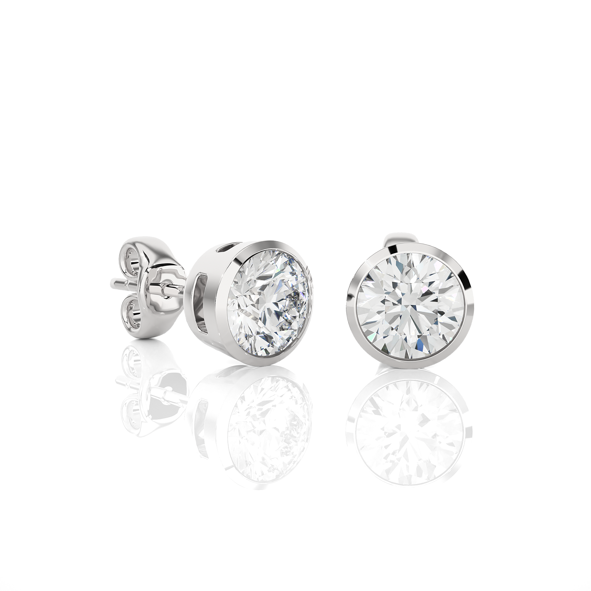 1.18 Ct Round Shaped Diamond Stud Earrings in 14Kt White Gold  - Blu Diamonds
