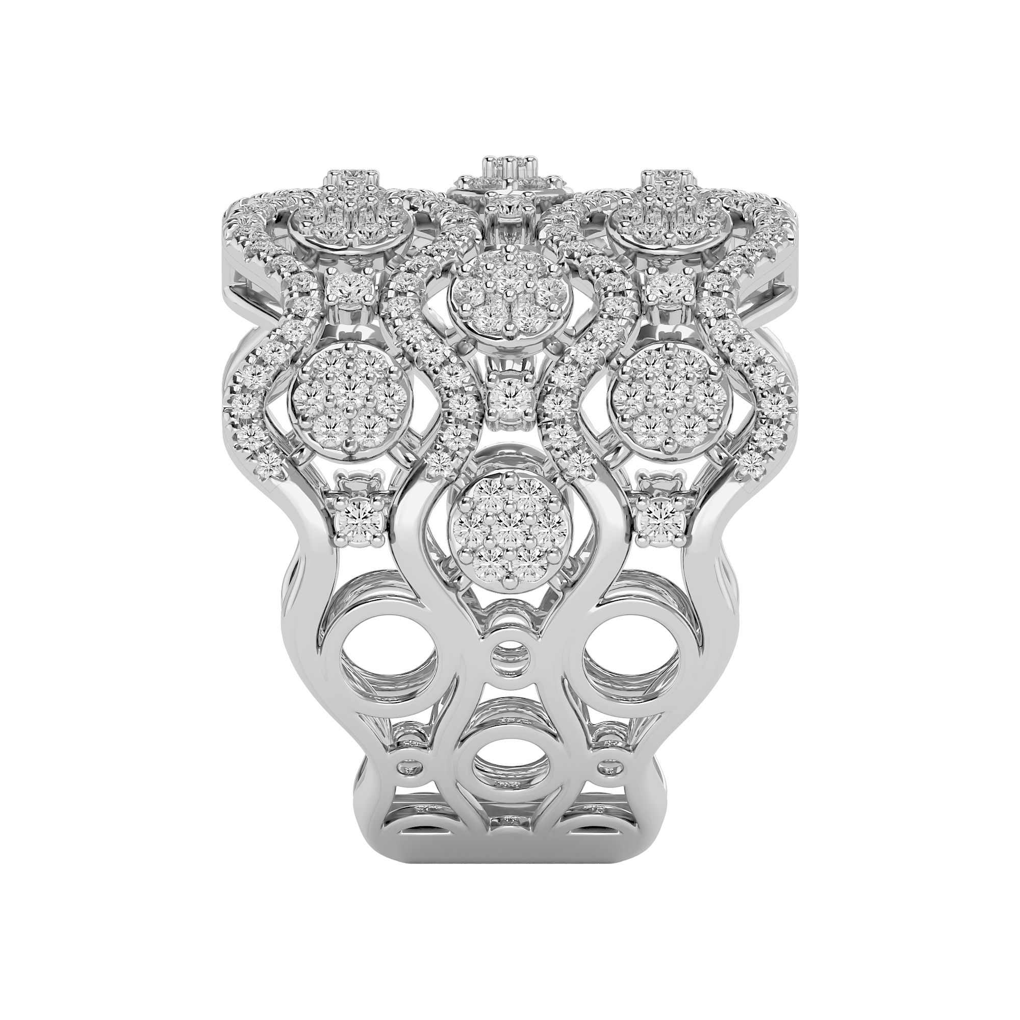 White Gold Tri-Layered Daily Wear Diamond Ring - Blu Diamonds