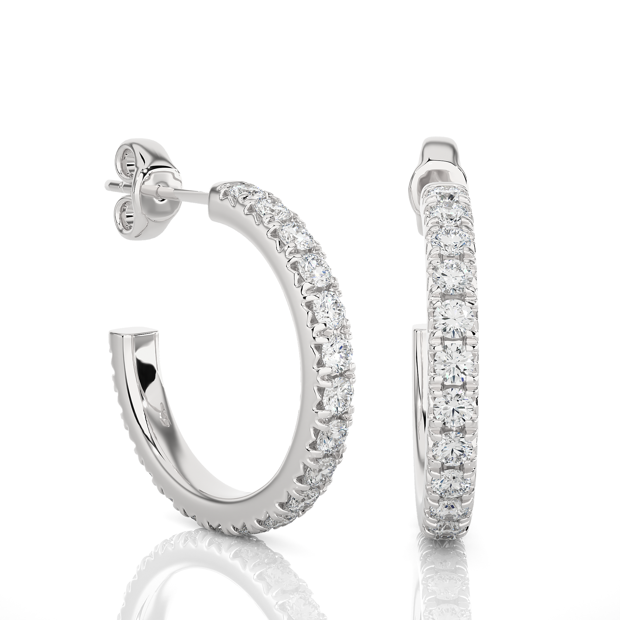 0.70Ct Round Cut Diamond Hoop Earrings in White Gold - Blu Diamonds