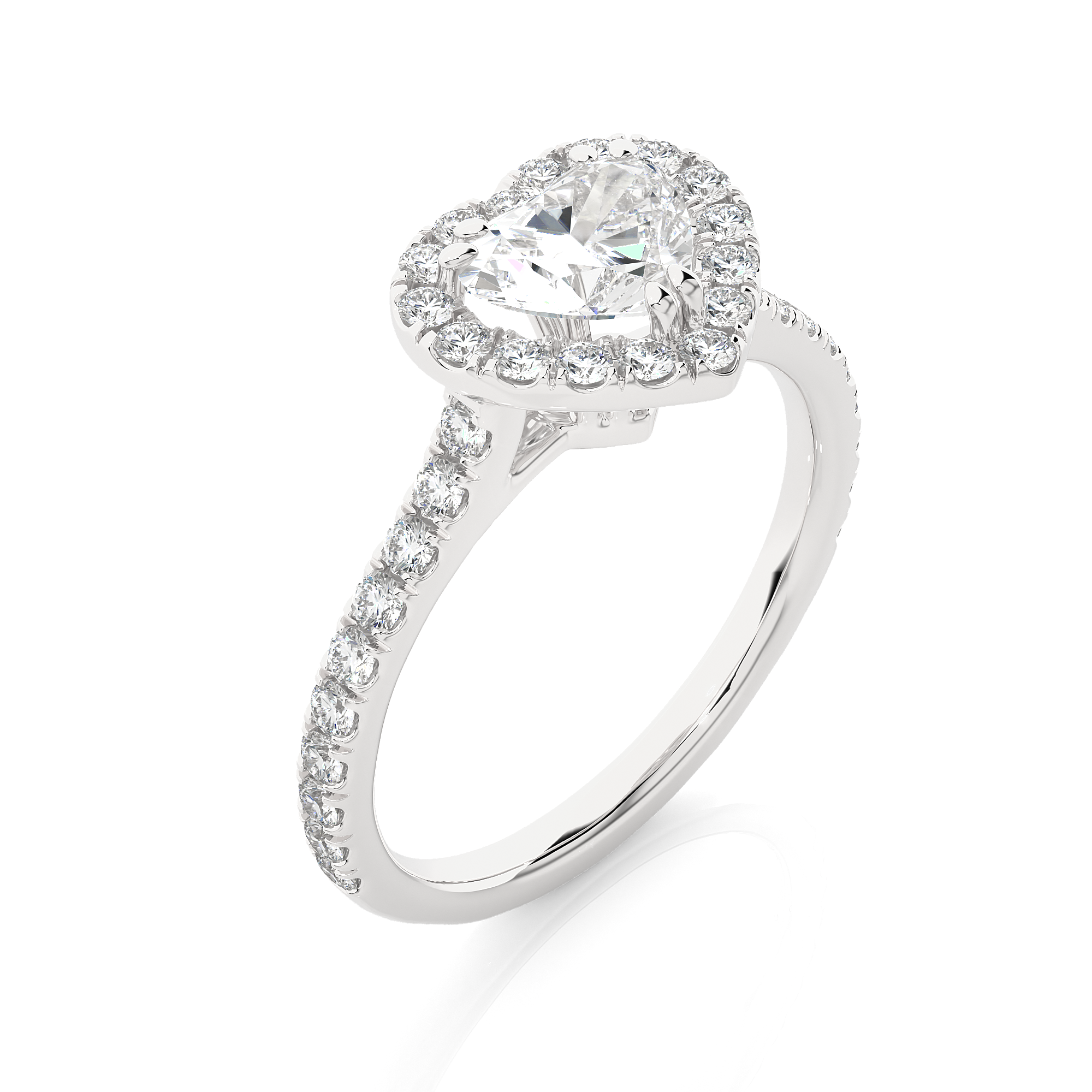 1.33Ct Heart Shaped White Gold Solitaire Diamond Ring - Blu Diamonds