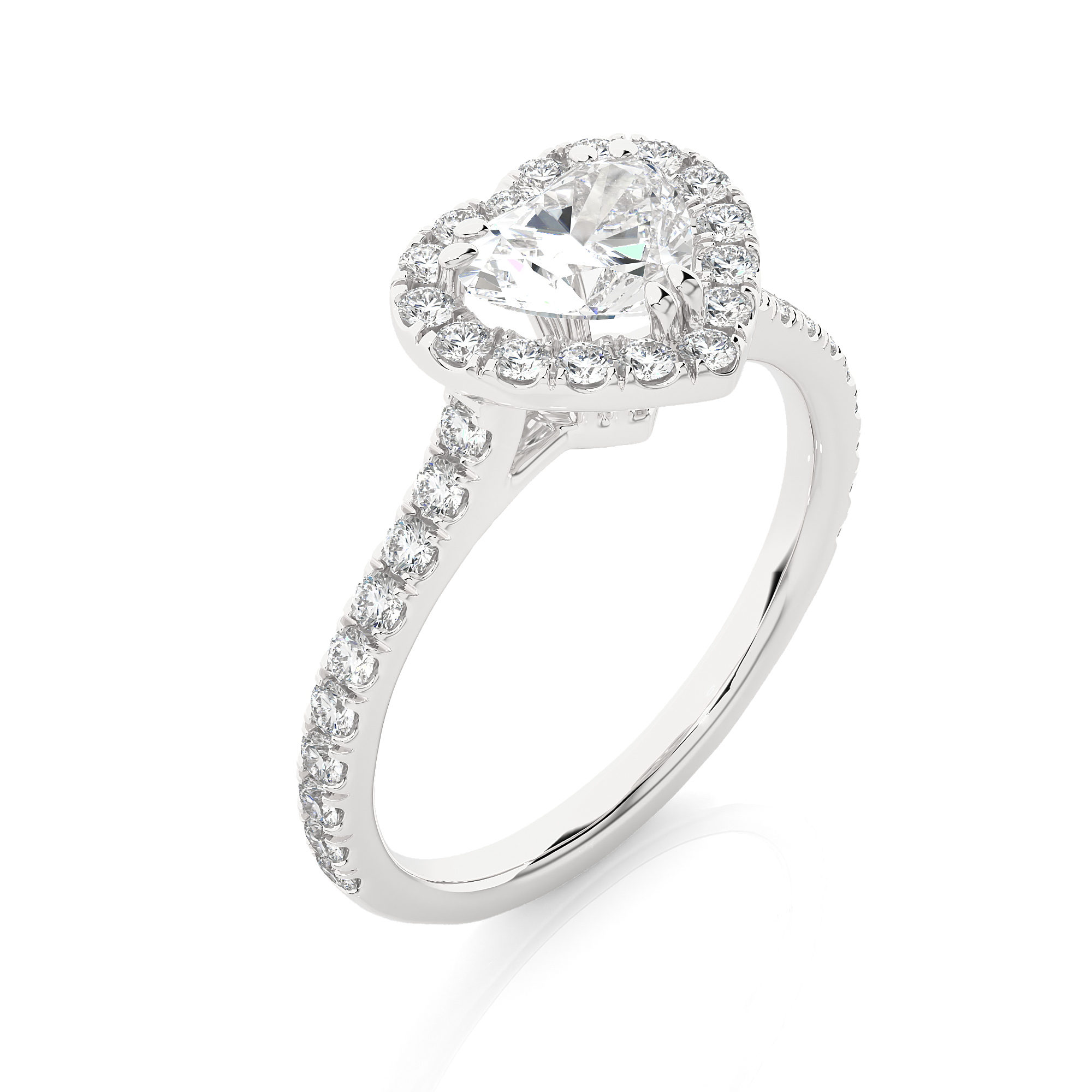  1.33Ct Heart Shaped White Gold Solitaire Diamond Ring - Blu Diamonds