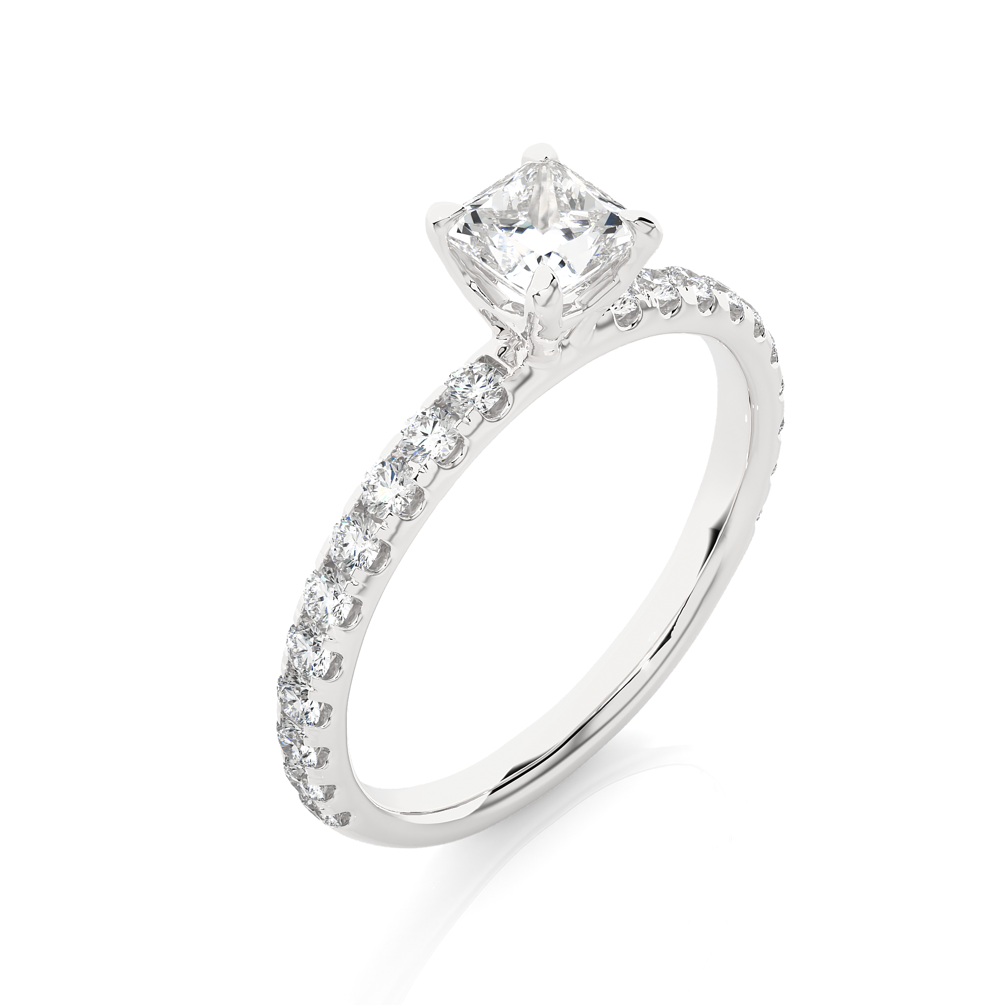 14Kt White Gold Solitaire Ring With Round Cut Diamond - Blu Diamonds
