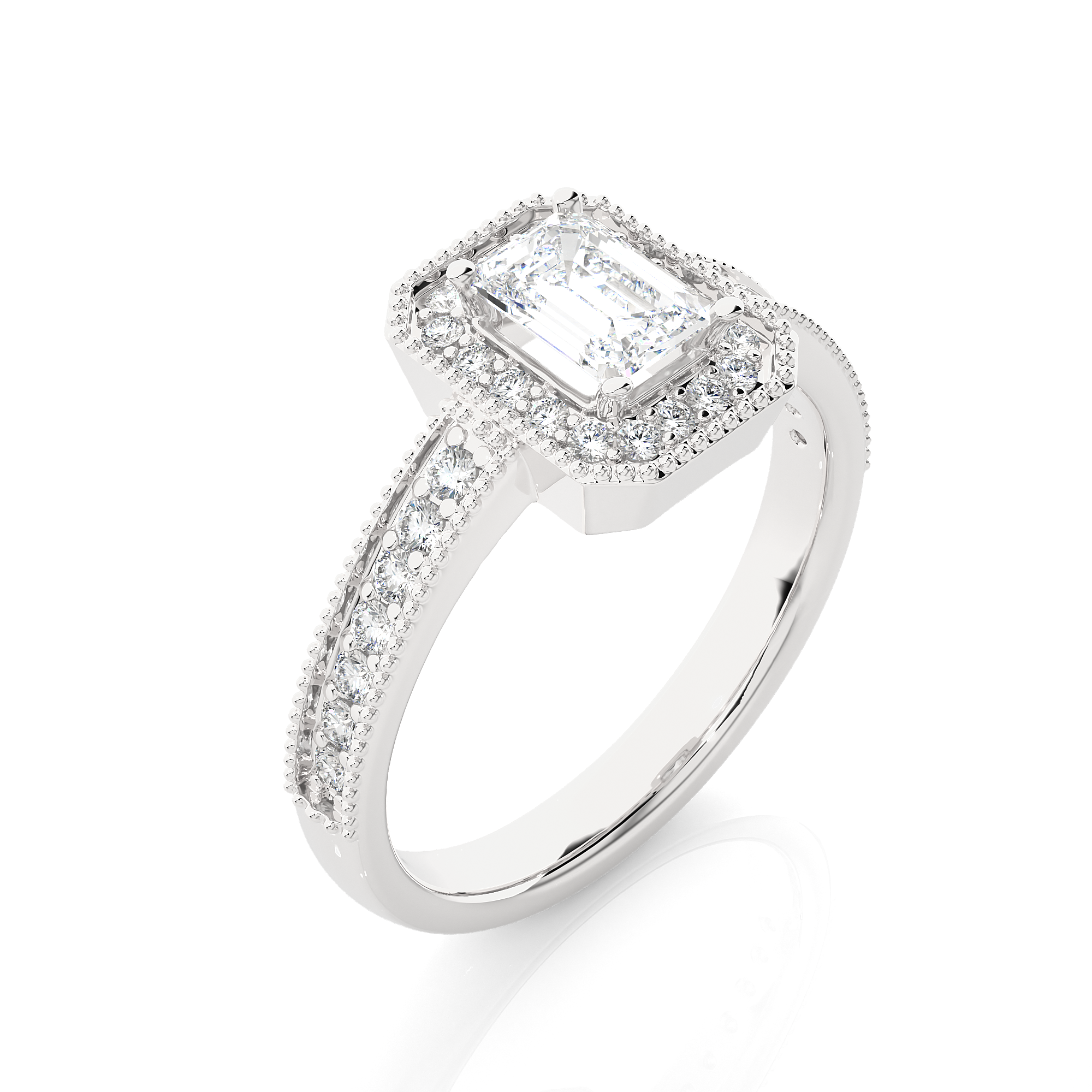 1.07Ct Emerald Cut White Gold Solitaire Diamond Centre Stone Ring - Blu Diamonds