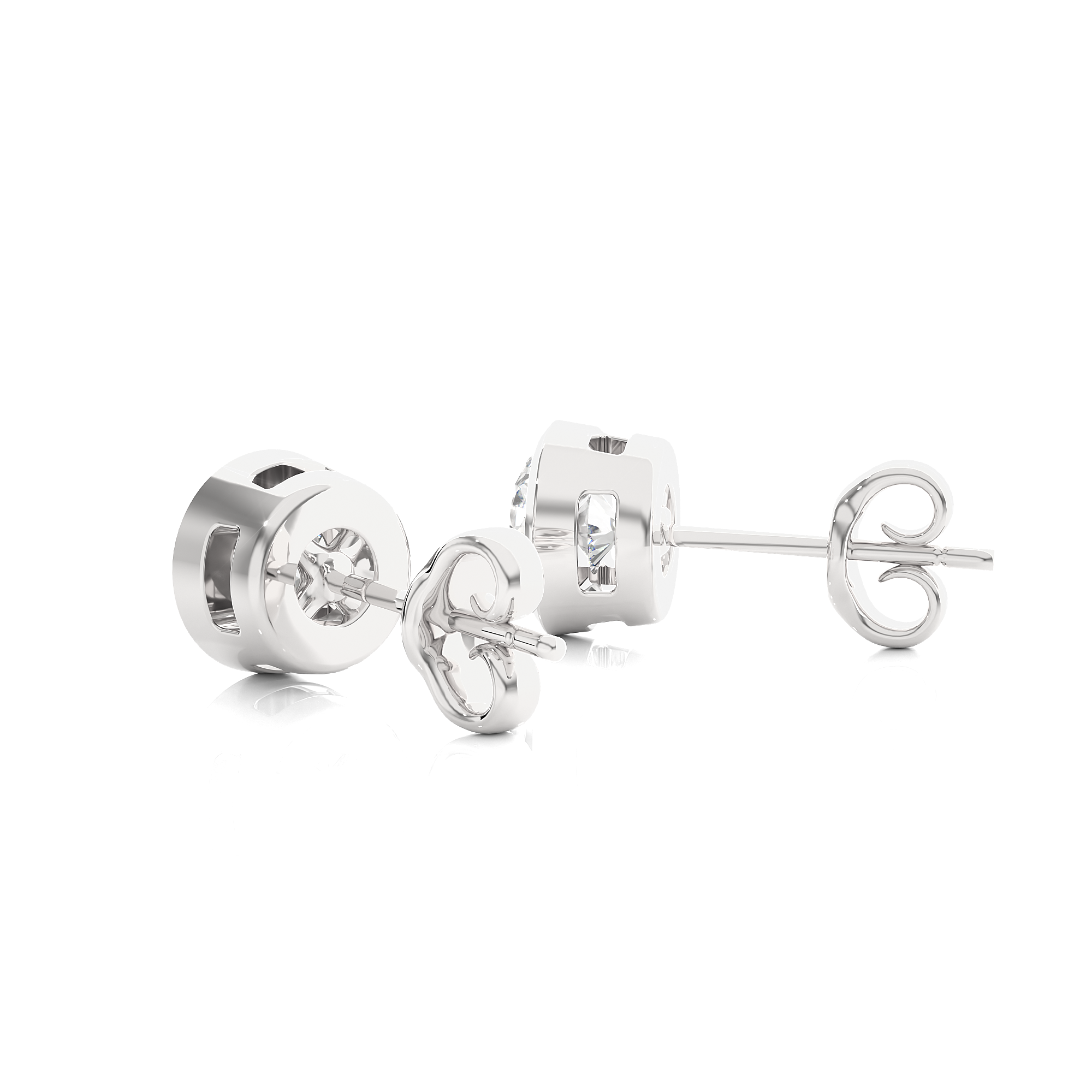 1.18 Ct Round Shaped Diamond Stud Earrings in White Gold Metal - Blu Diamonds