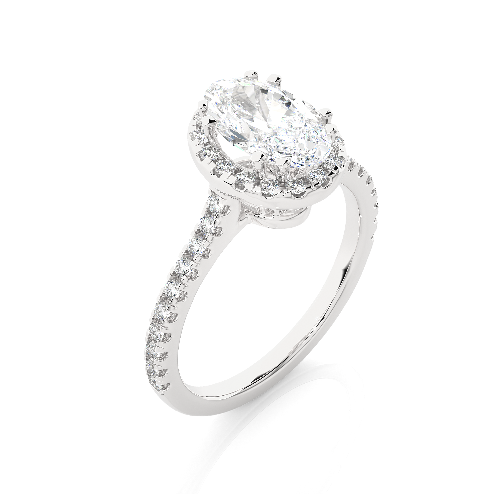 14K White Yellow Rose Gold 2.50 Carat Oval Halo Diamond Ring