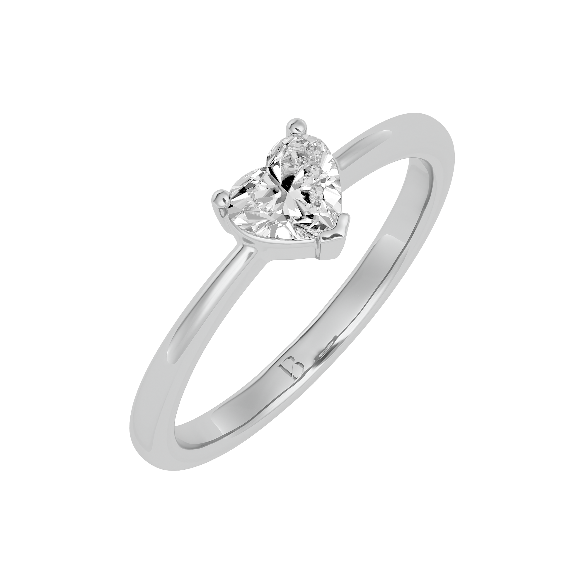 Heart Shaped Solitaire Diamond Ring in White Gold - Blu Diamonds