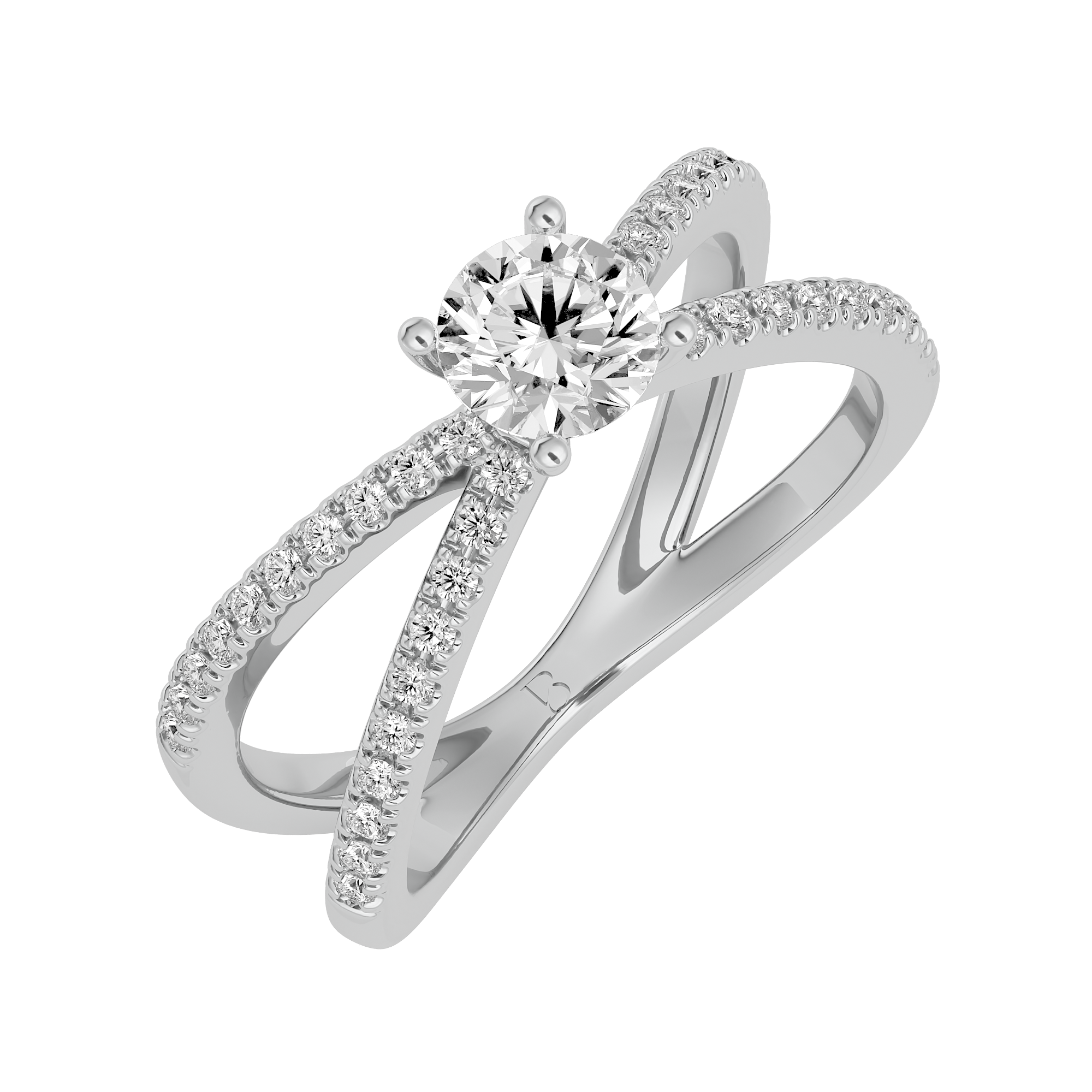 Solitaire Round Cut Diamond Ring in 14Kt White Gold - Blu Diamonds