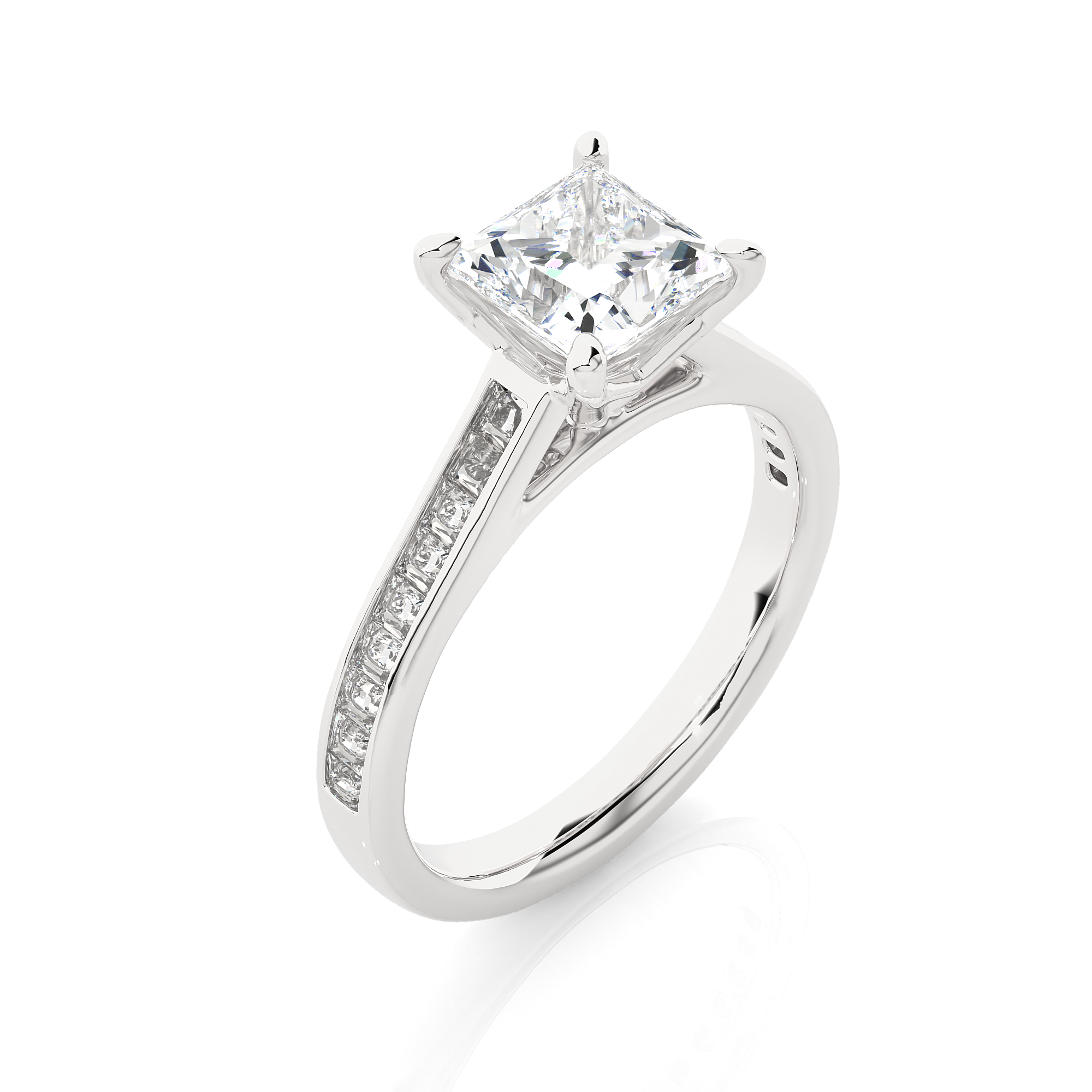 White Gold 1.95Ct Princess Cut Solitaire Diamond Ring - Blu Diamonds