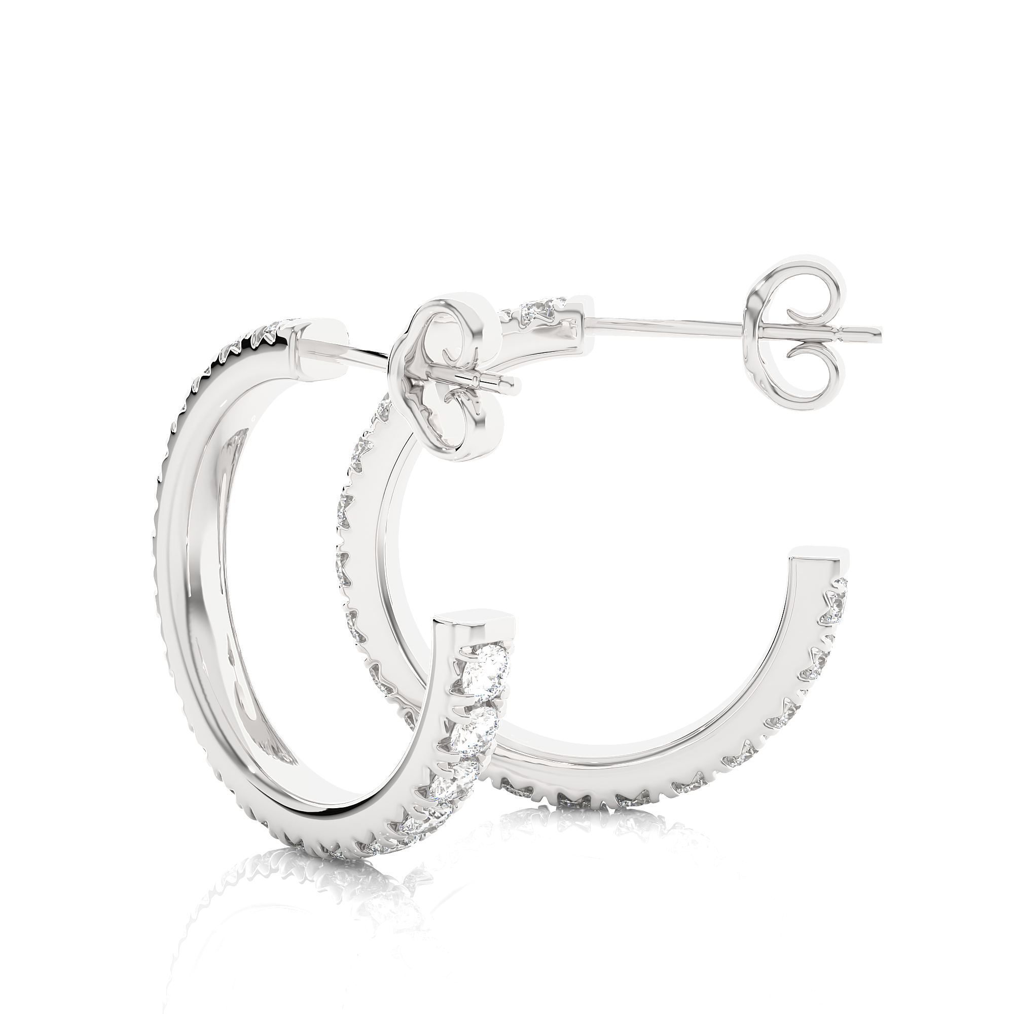 0.70Ct Round Shaped Diamond Hoop Earrings in White Gold - Blu Diamonds