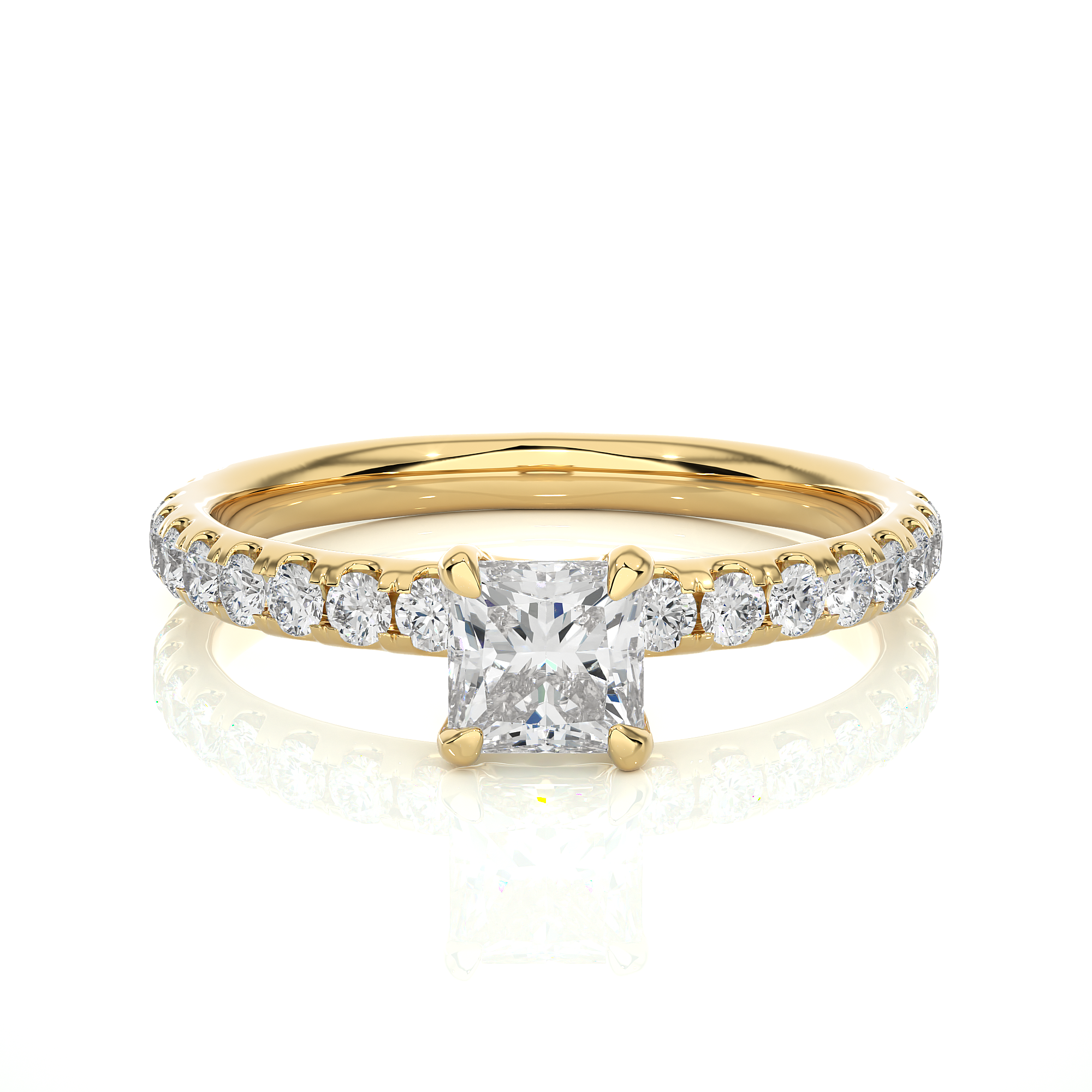 14Kt Yellow Gold Solitaire Ring With Round Cut Diamond - Blu Diamonds