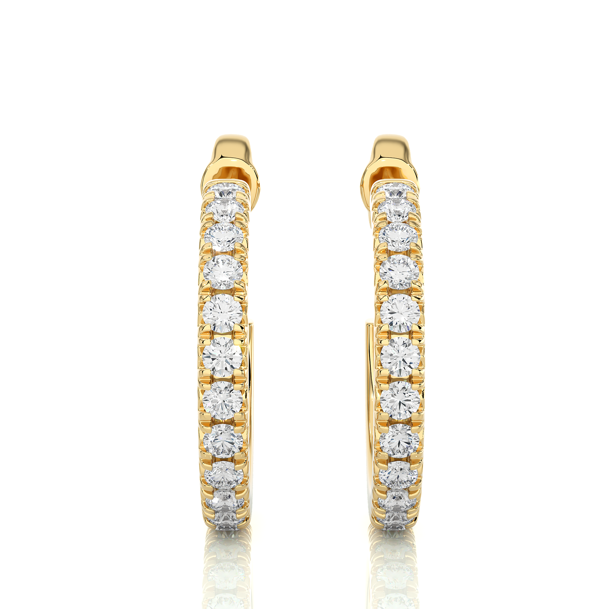 0.70Ct Round Cut Diamond Hoop Earrings in Yellow Gold - Blu Diamonds
