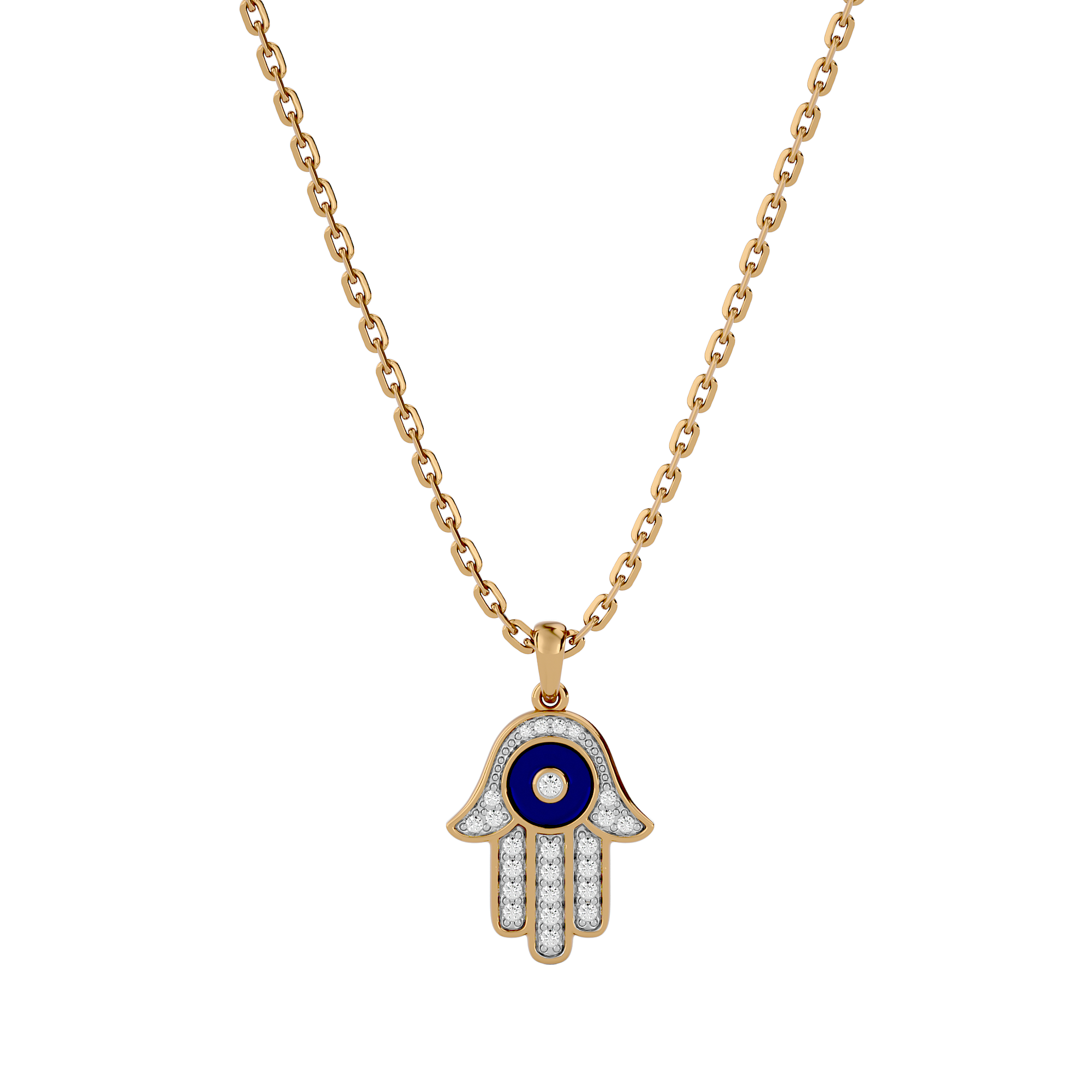 Hamsa Evil Eye Lab Grown Diamond Pendant