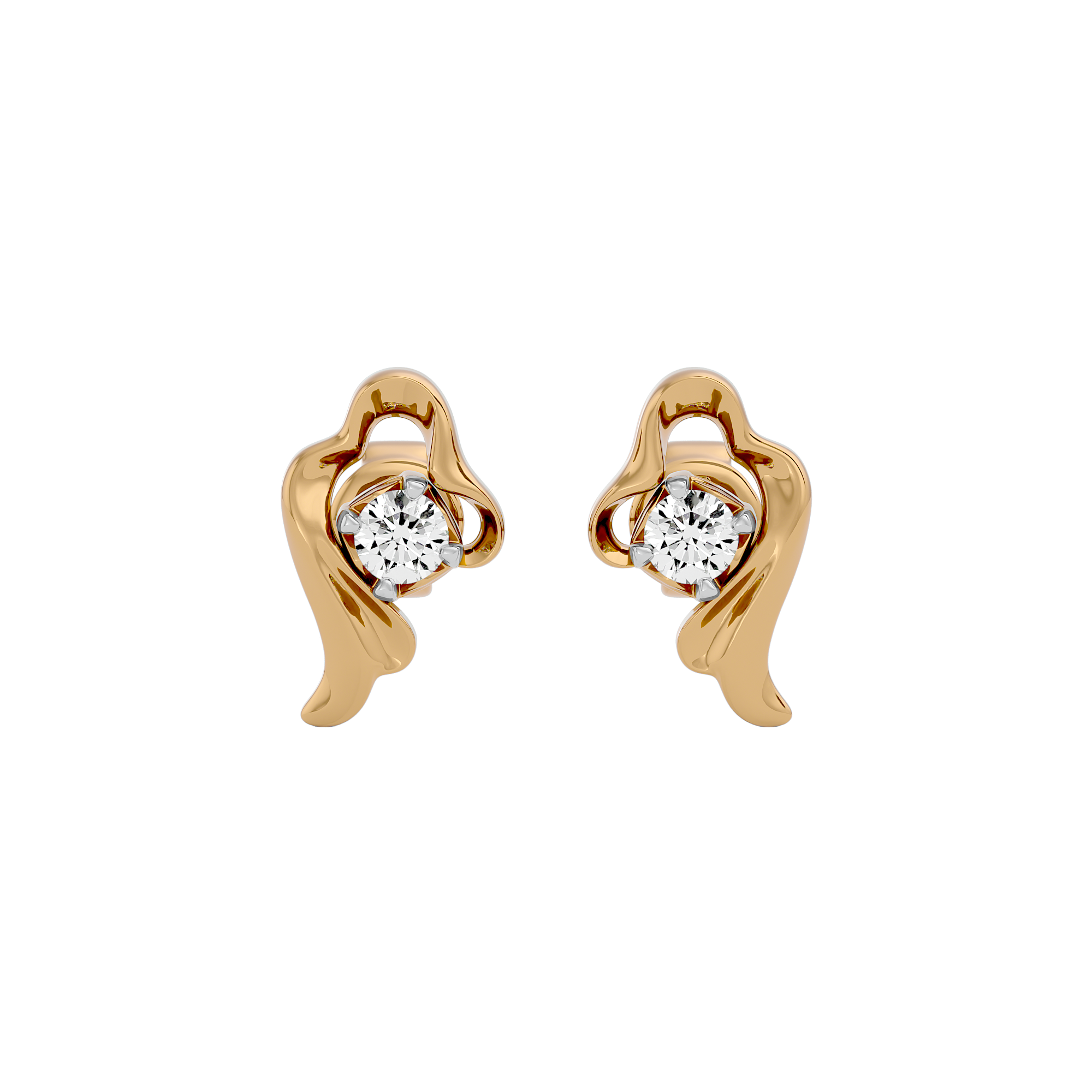 Solitaire 0.15 Carat Diamond Earring in Yellow Gold - Blu Diamonds