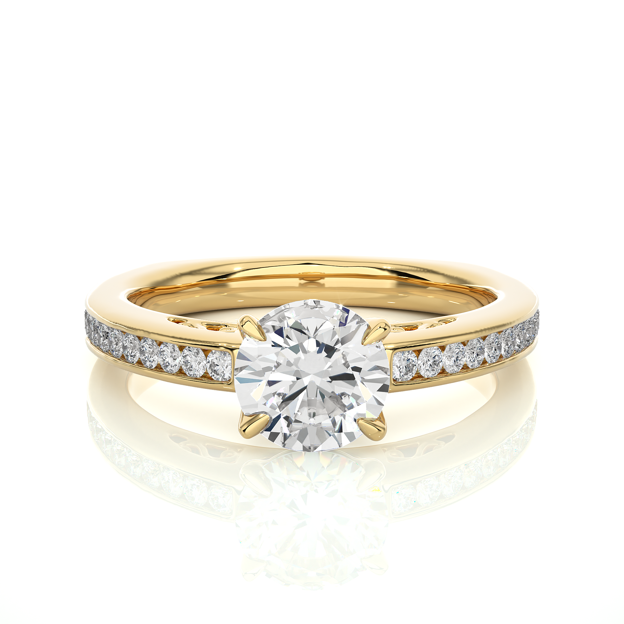 1.27Ct Solitaire Round Cut Diamond With Yellow Gold Ring - Blu Diamonds