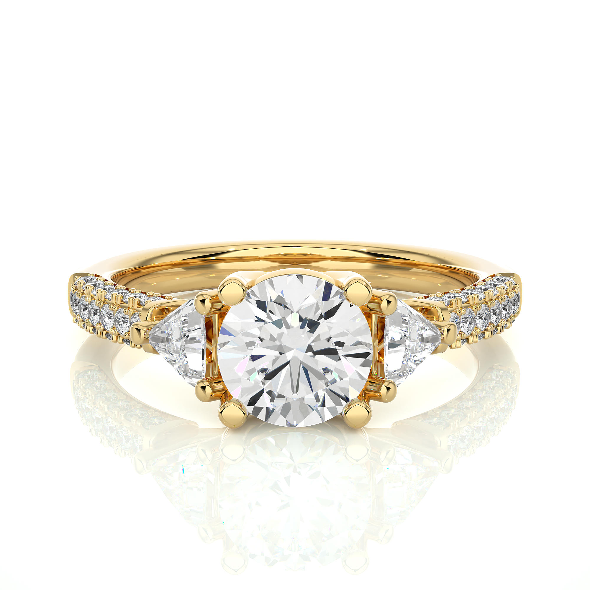 Yellow Gold 1.63 Ct Round Solitaire Diamond Ring - Blu Diamonds