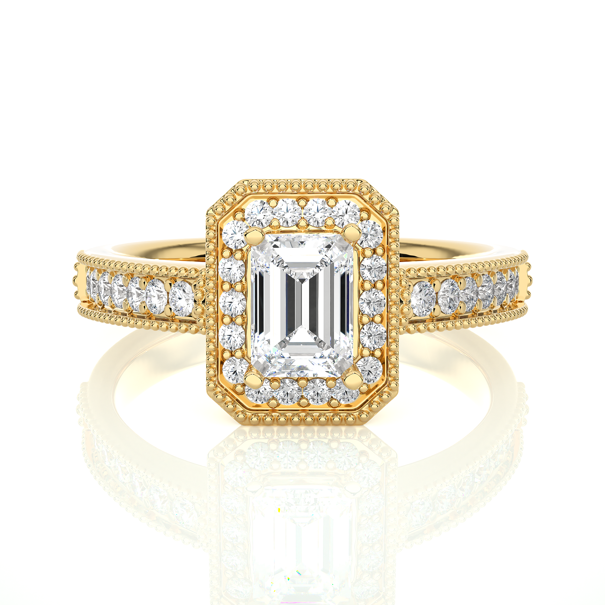 1.07Ct Emerald Cut Yellow Gold Solitaire Diamond Centre Stone Ring - Blu Diamonds