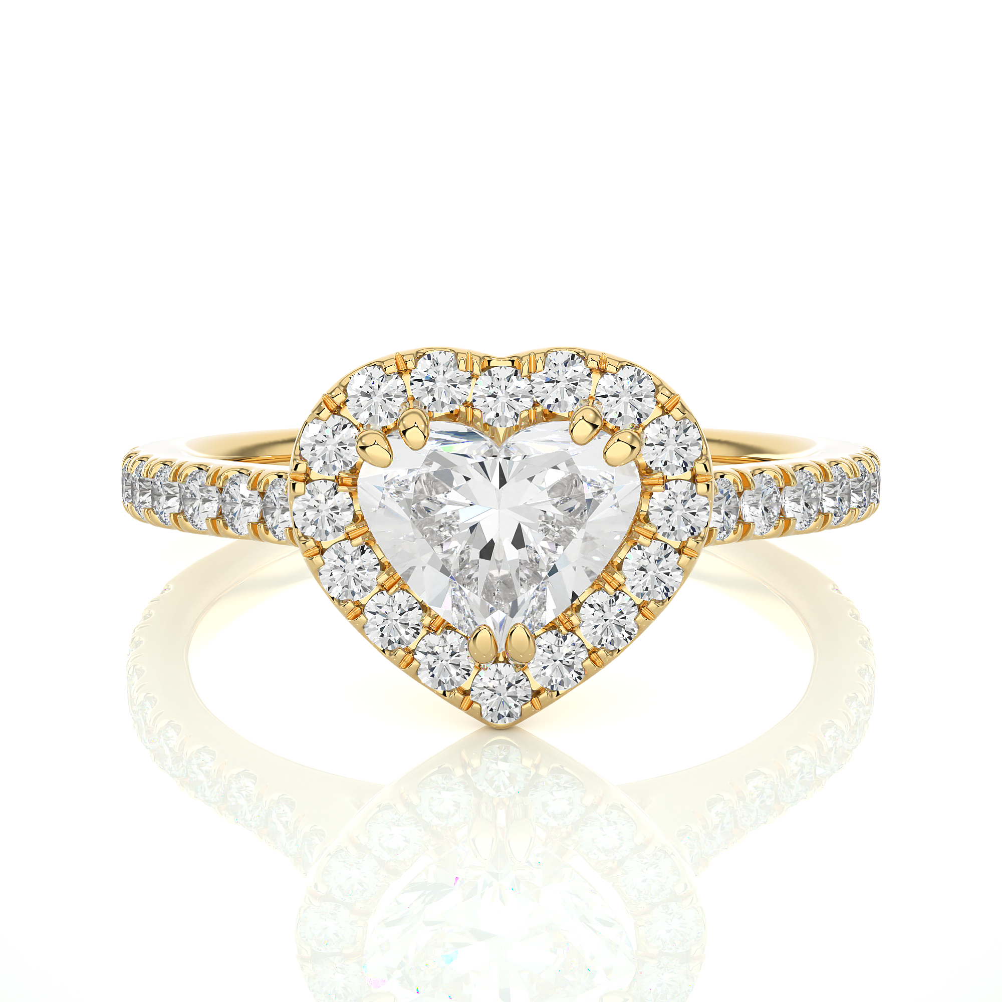 1.33Ct Heart Shaped Yellow Gold Solitaire Diamond Ring - Blu Diamonds