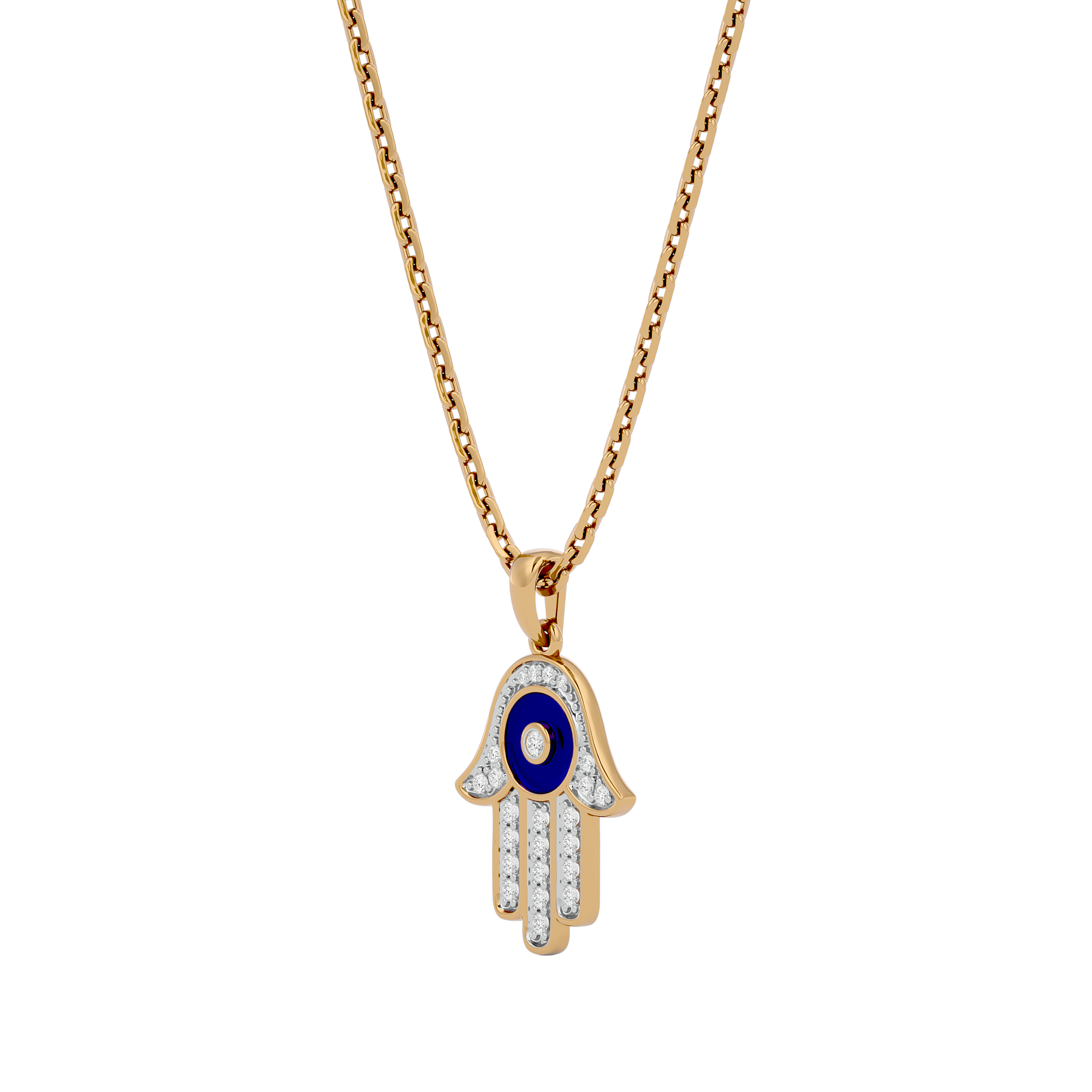 Hamsa Evil Eye Lab Grown Diamond Pendant