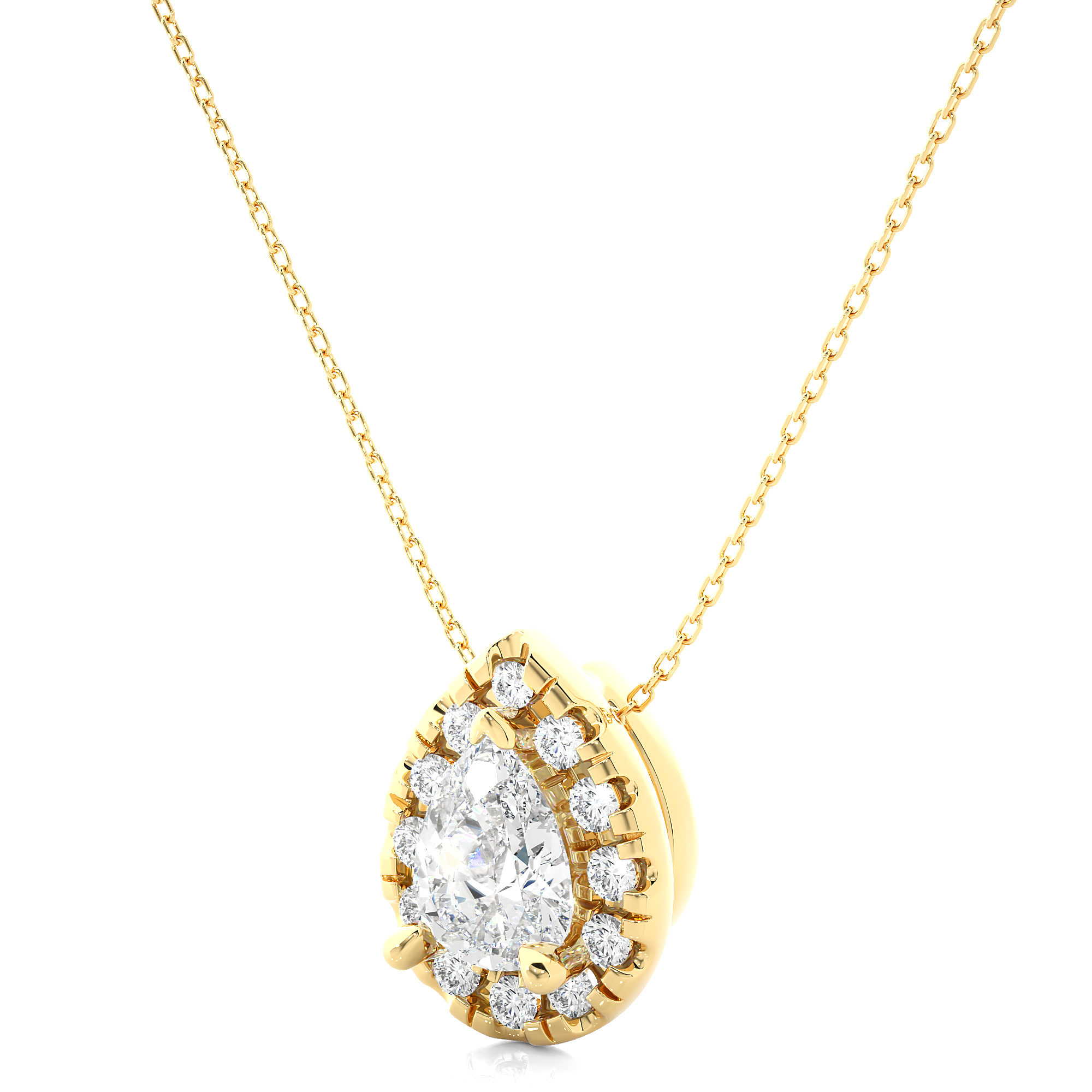 0.8Ct Pear Shaped Lab Grown Diamond Pendant in Yellow Gold - Blu Diamonds