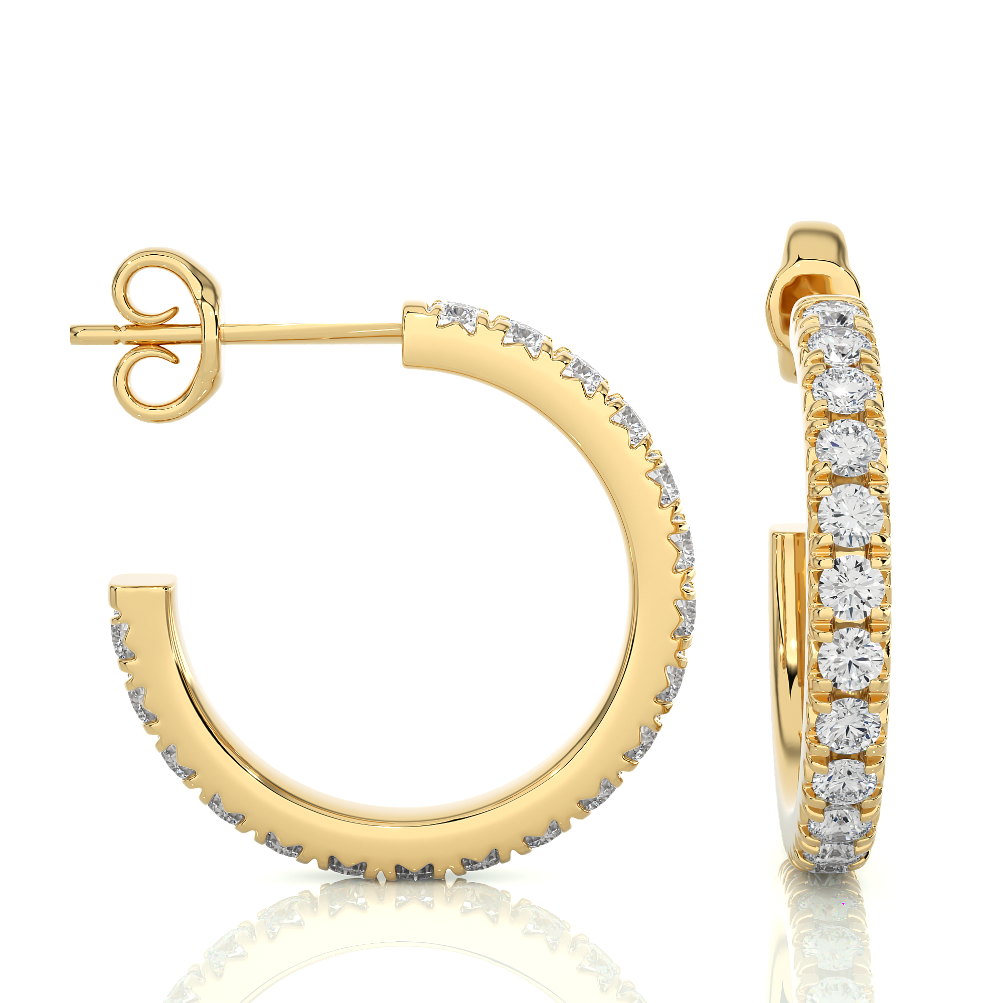 0.70Ct Round Cut Diamond Hoop Earrings in 14Kt Gold - Blu Diamonds