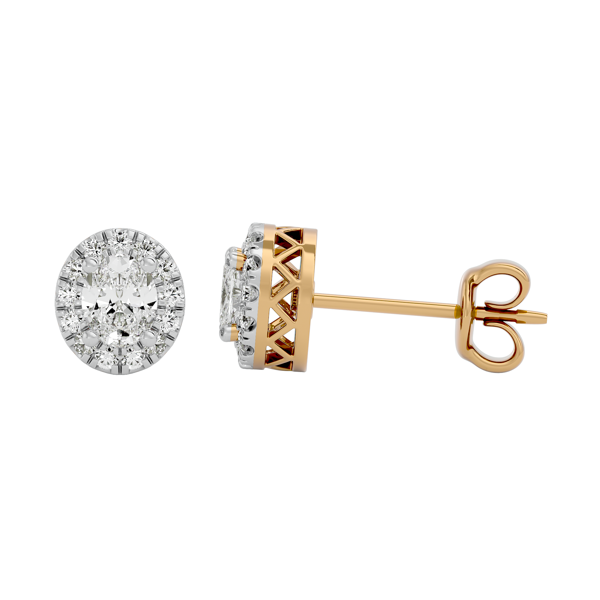14Kt Yellow Gold 0.23Ct Round Shaped Diamond Earring For Women - Blu Diamonds