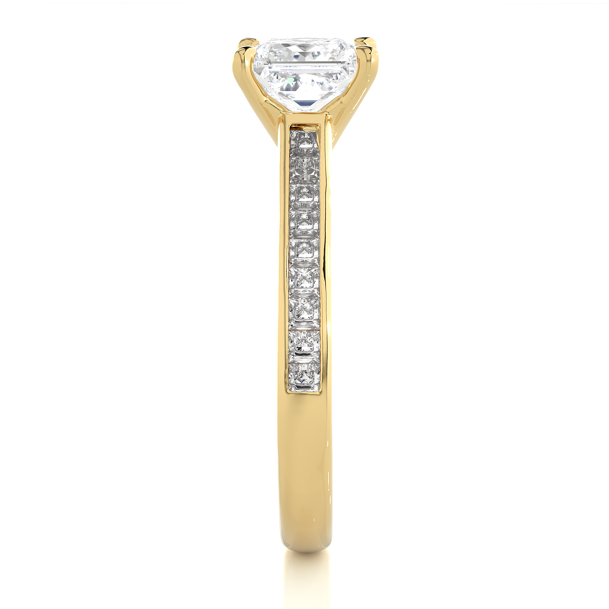 1.95Ct Princess Cut Solitaire Lab Grown Diamond Ring in 14Kt Yellow Gold- Blu Diamonds
