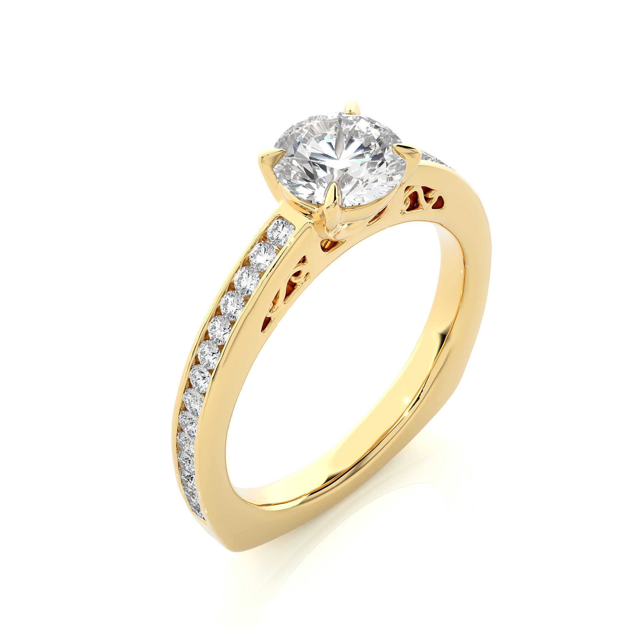 1.27Ct Solitaire Round Cut Diamond Ring in 14Kt Gold - Blu Diamonds
