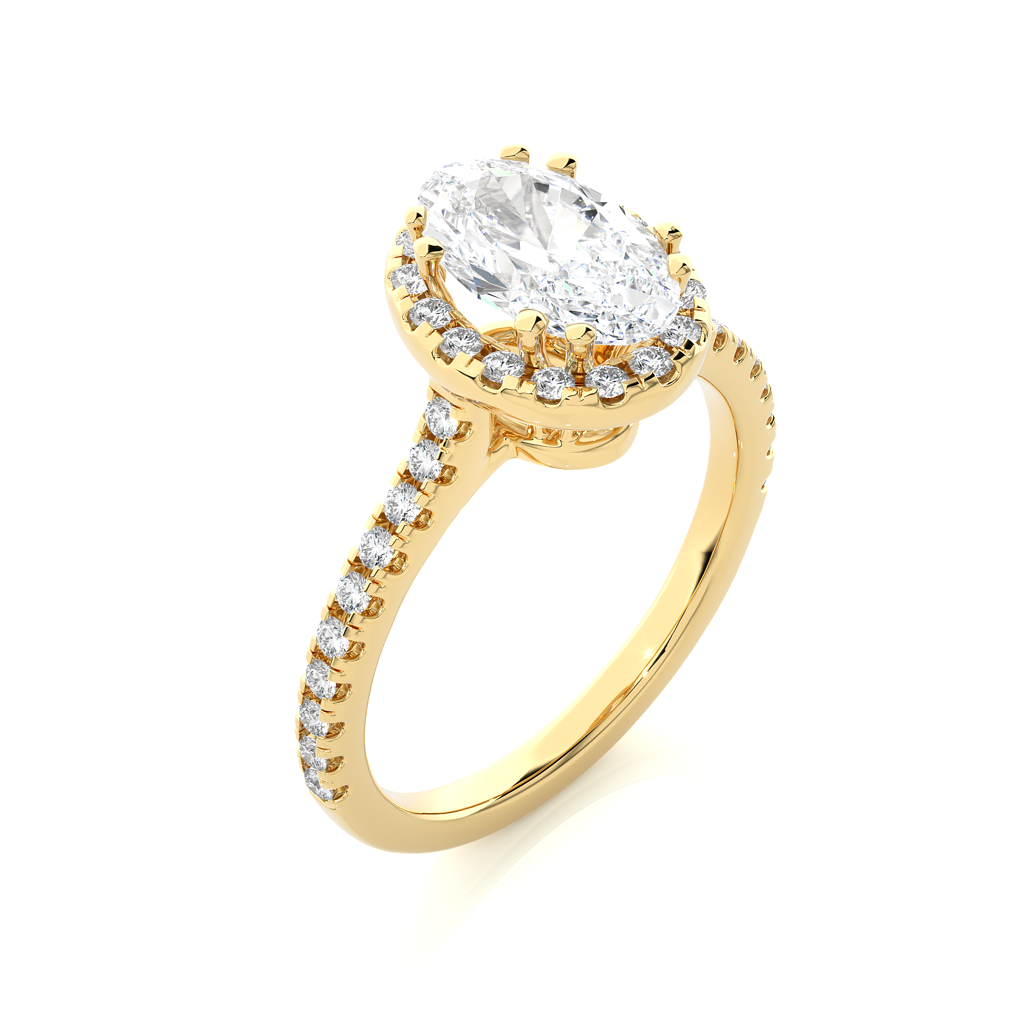 14K White Yellow Rose Gold 2.50 Carat Oval Halo Diamond Ring