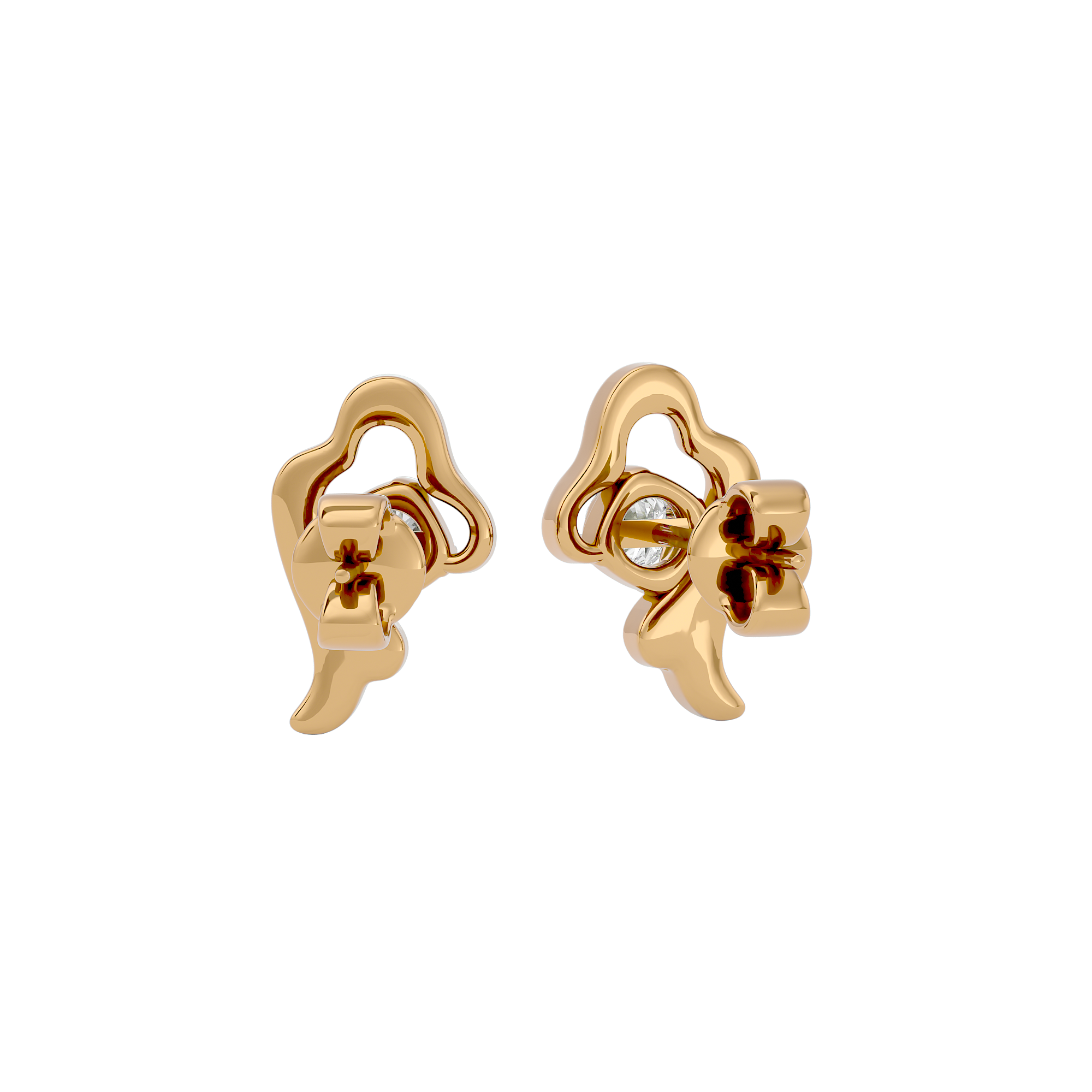 Yellow Gold Solitaire 0.15 Carat Diamond Earring - Blu Diamonds