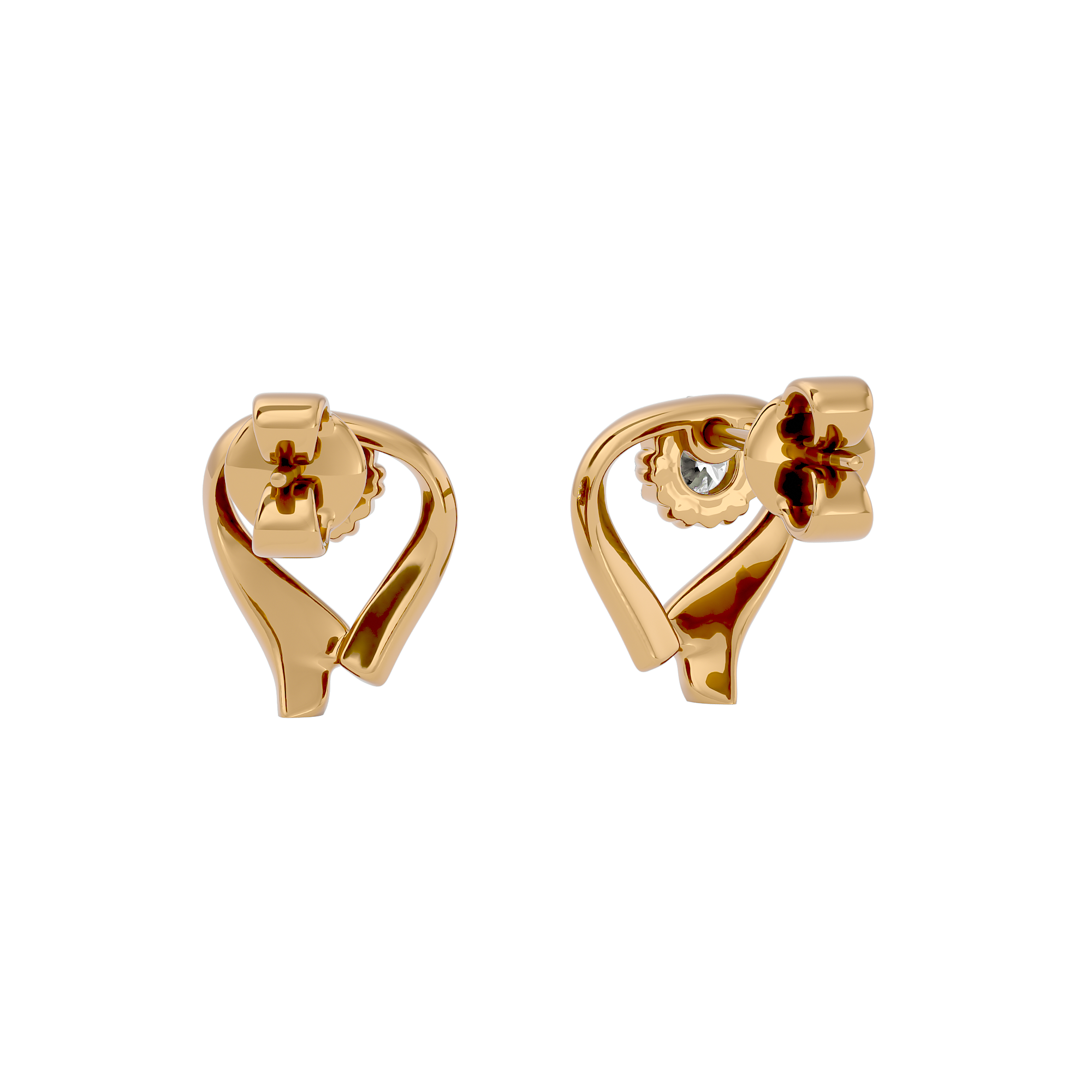 Yellow Gold 0.12 Carats Dimaond Solitaire Earring - Blu Diamonds