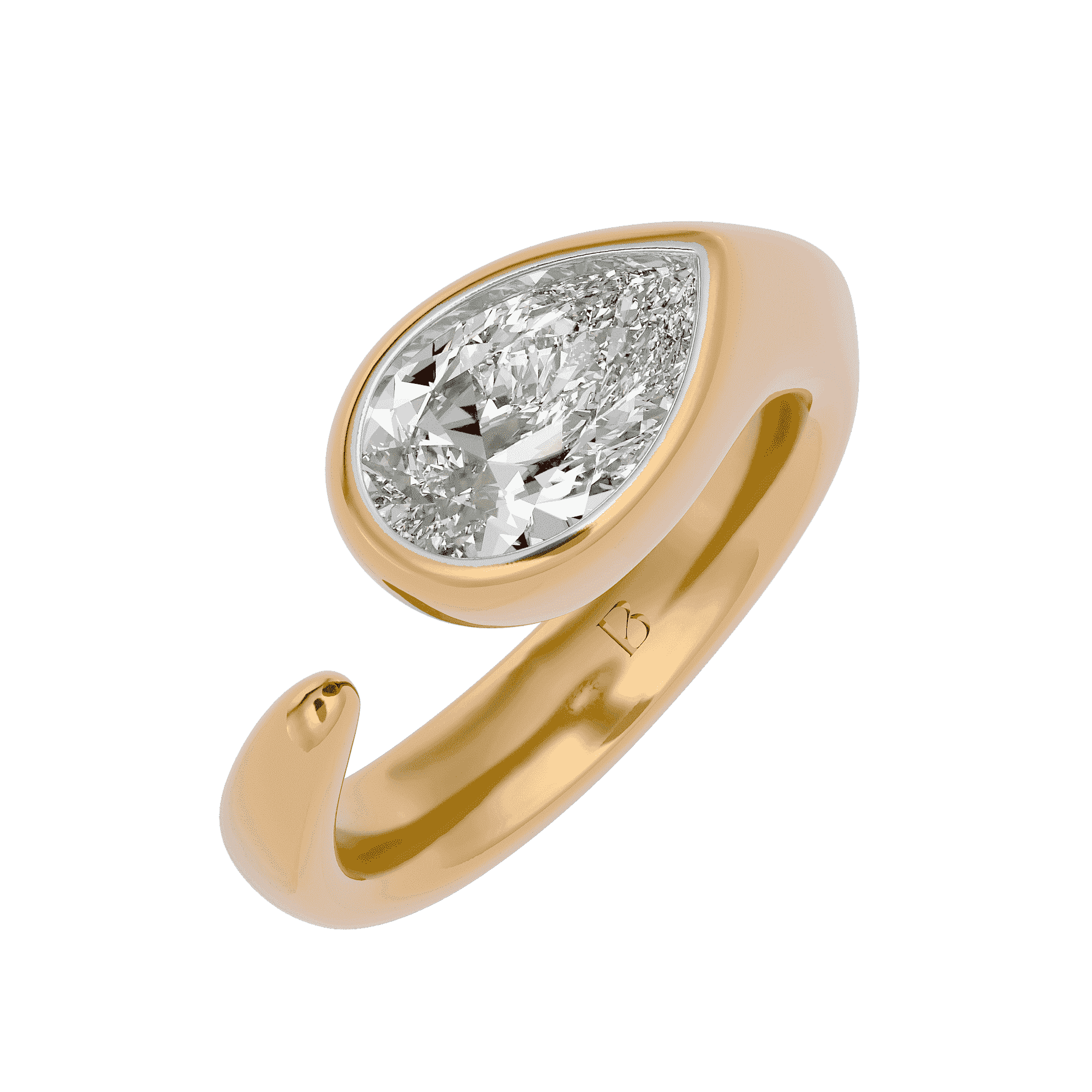 Radiant Solitaire Pear Ring in Yellow Gold