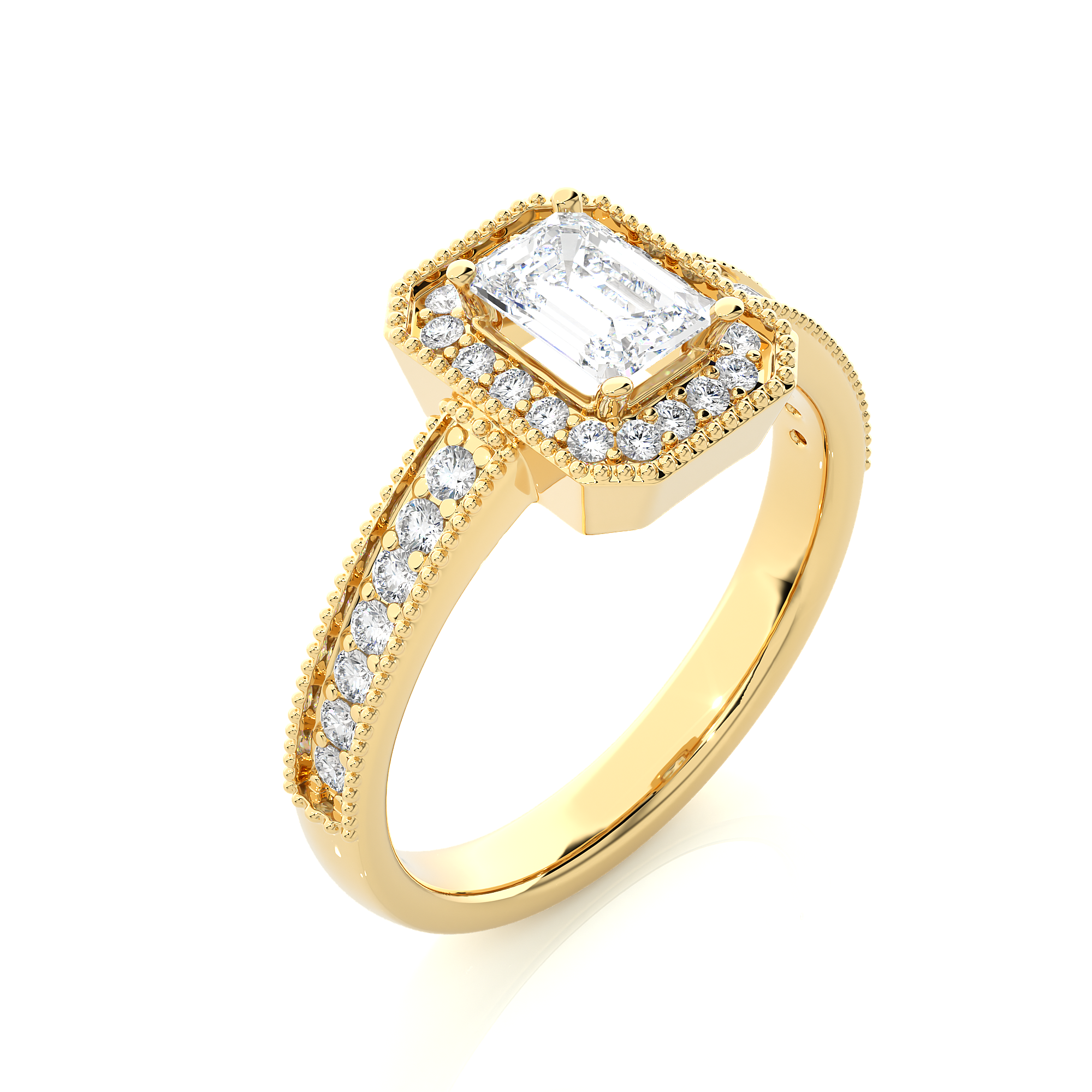 Emerald Cut 1.07Ct Solitaire Diamond Centre Stone Ring in 14Kt Yellow Gold - Blu Diamonds