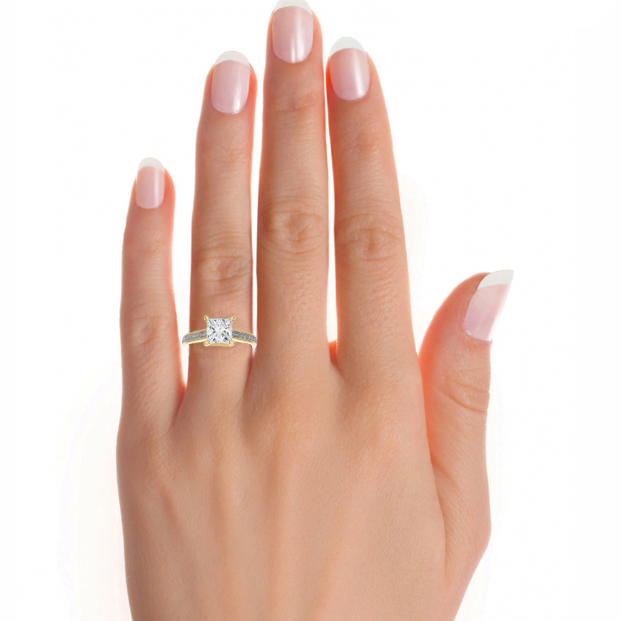 1.95Ct Princess Cut Solitaire Lab Grown Diamond Ring in Yellow Gold For Women - Blu Diamonds