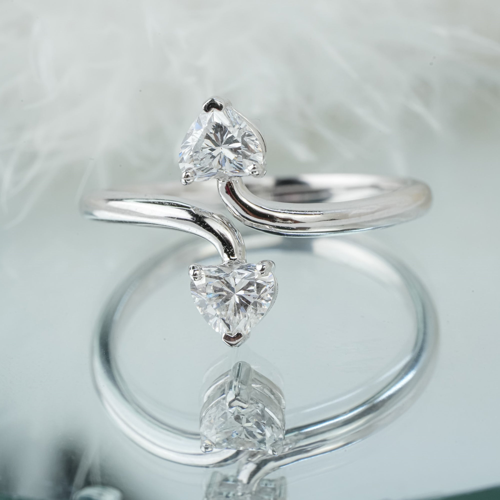 White Gold 0.66Ct Heart Shaped Promise Ring - Blu Diamonds