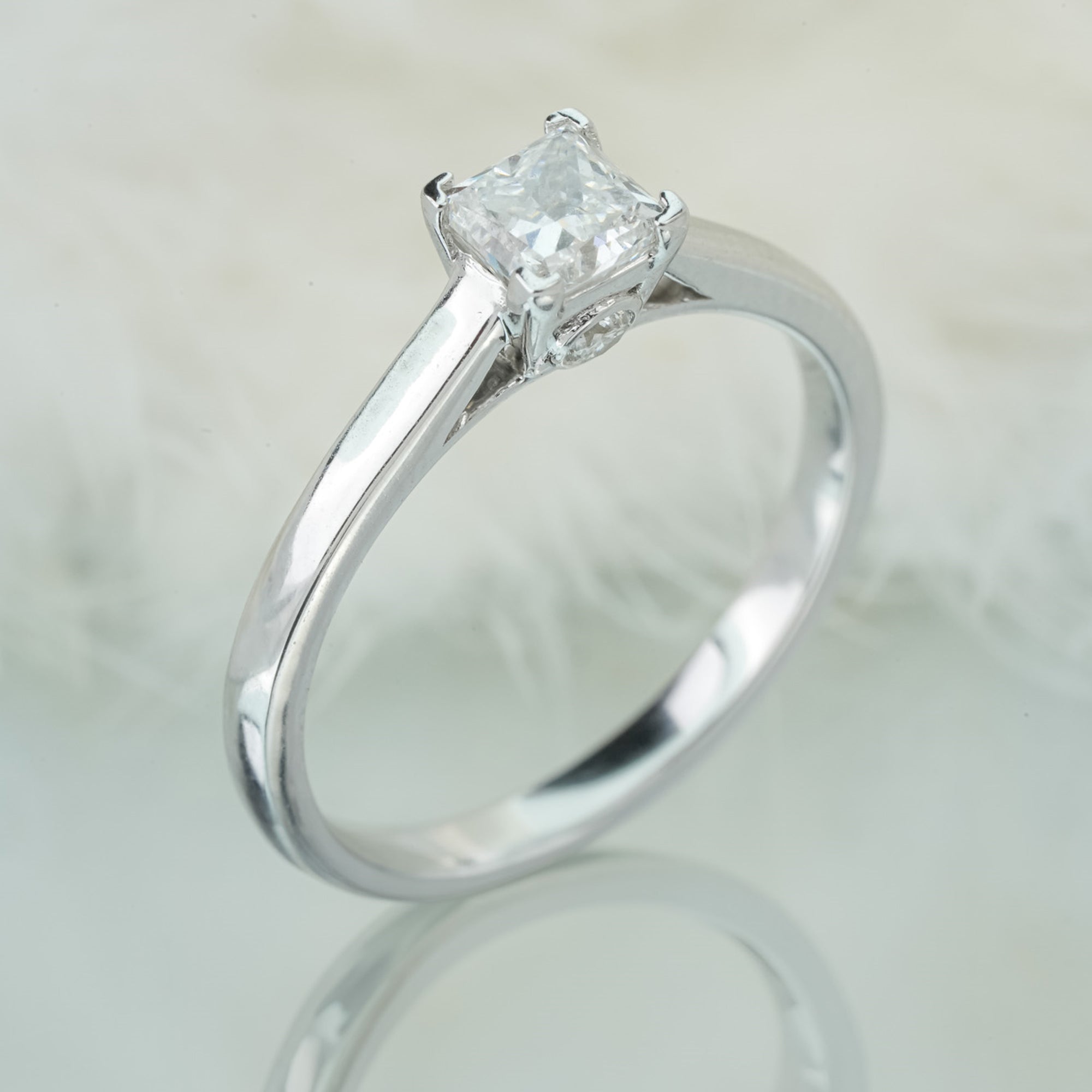 Solitaire Diamond Ring in 14 Kt White Gold - Blu Diamonds 