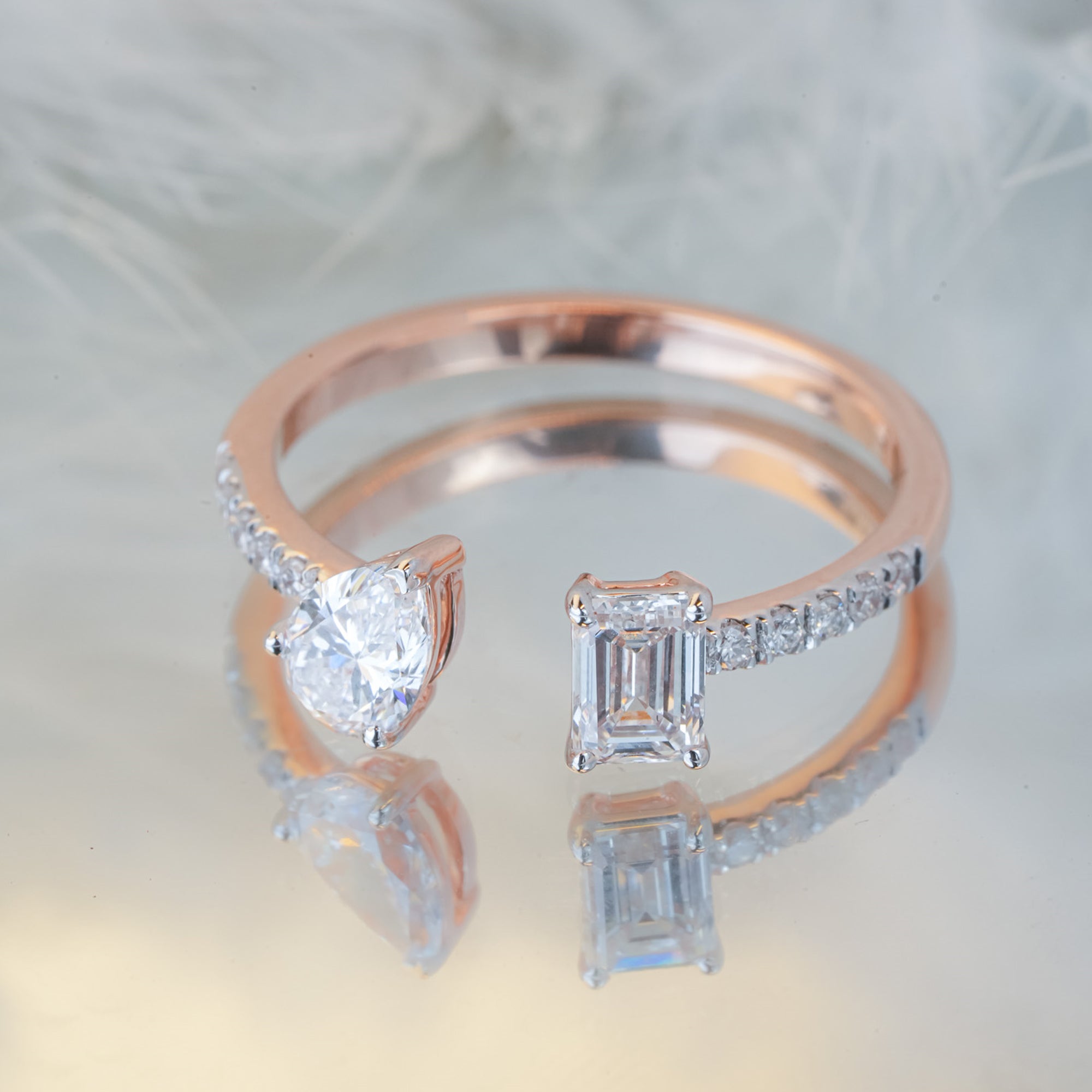 Twin Radiance Solitaire Lab Grown Diamond Ring Rose Gold 