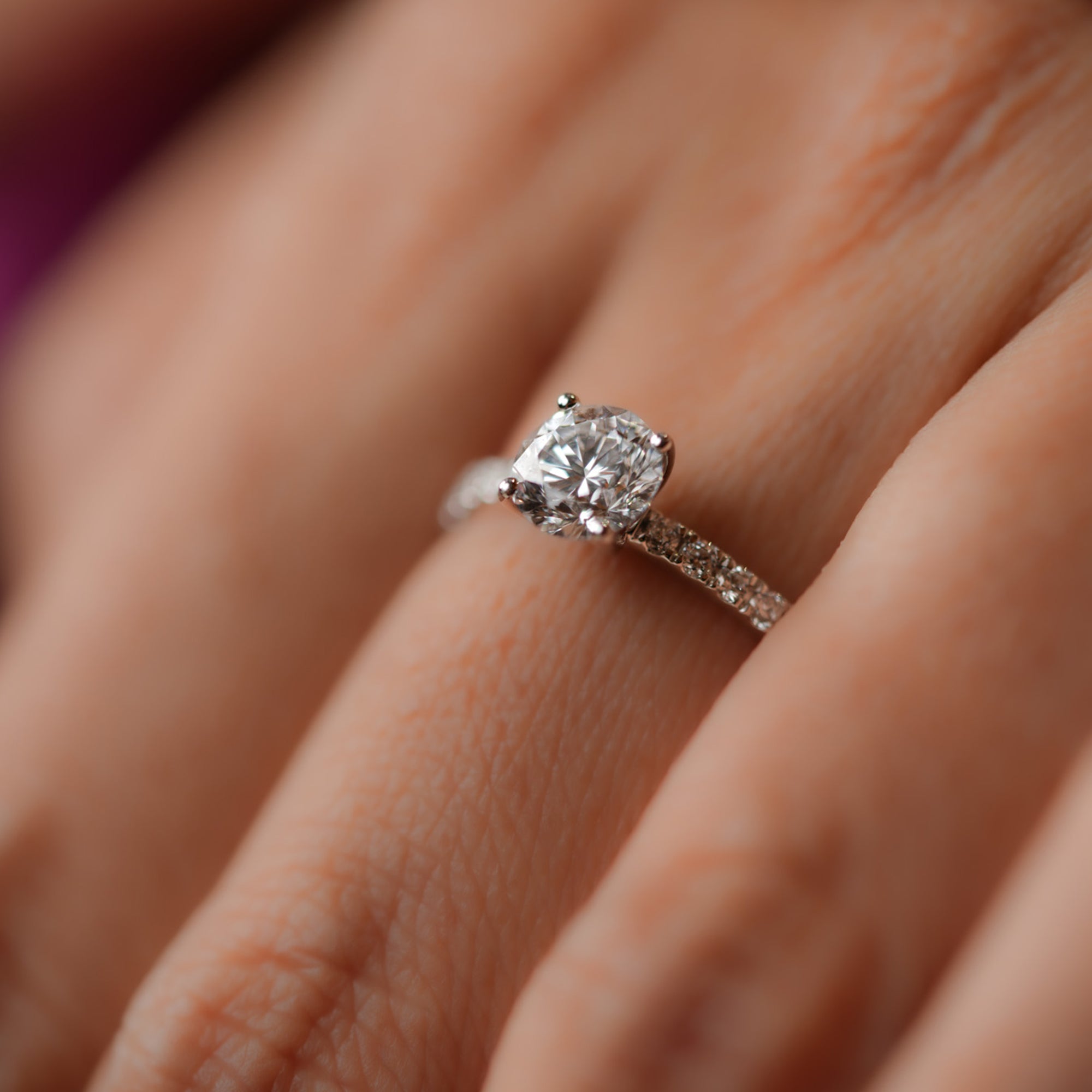 Solitaire Diamond Ring For Women in 14 KT White Gold - Blu Diamonds