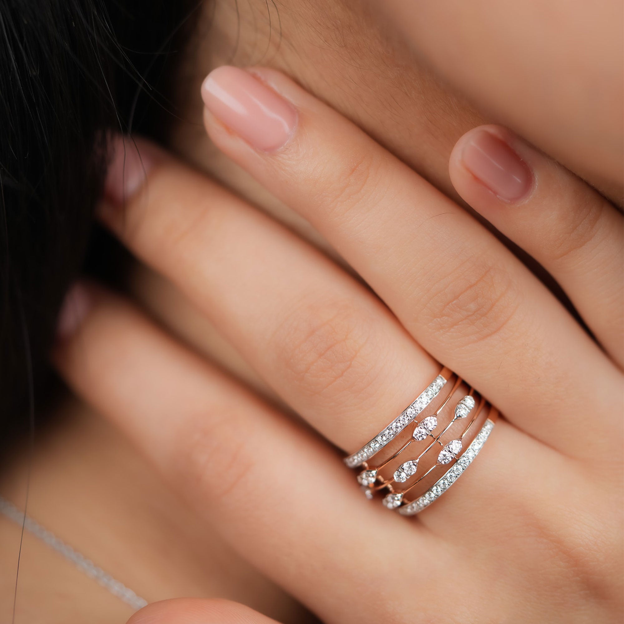 0.58 Carat Diamond Wedding Ring in 14kt Rose Gold For Women - Blu Diamonds