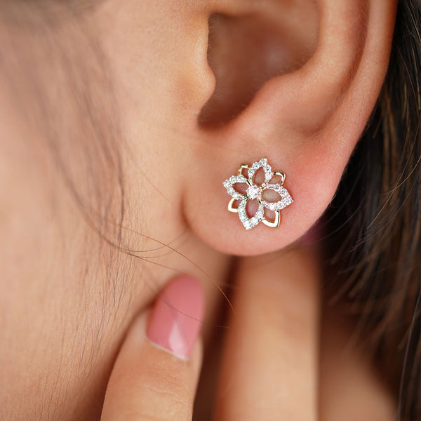 Lab Grown Diamond Earrings worn by model