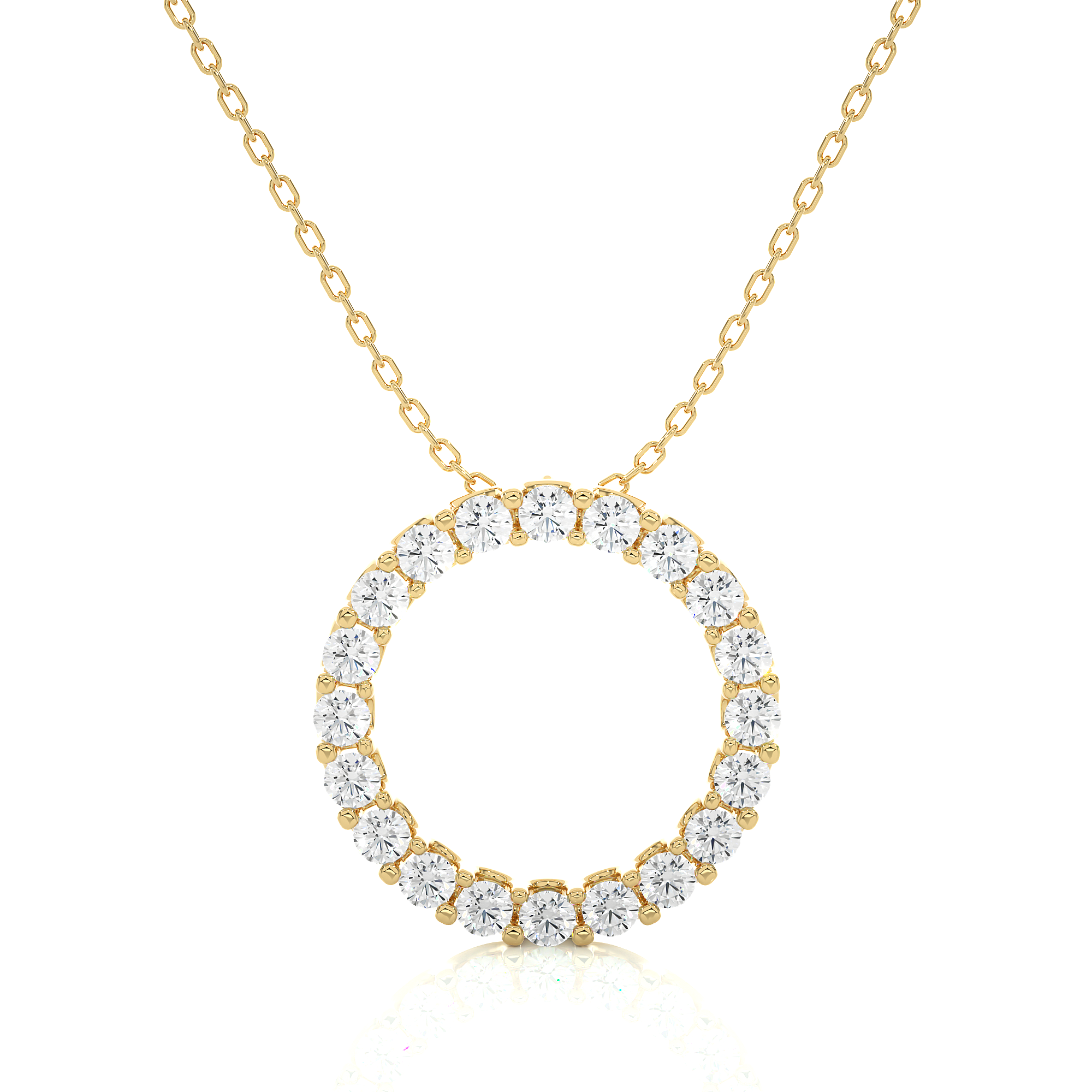 1.64Ct Round Lab Grown Diamond Pendant in Yellow Gold - Blu Diamonds