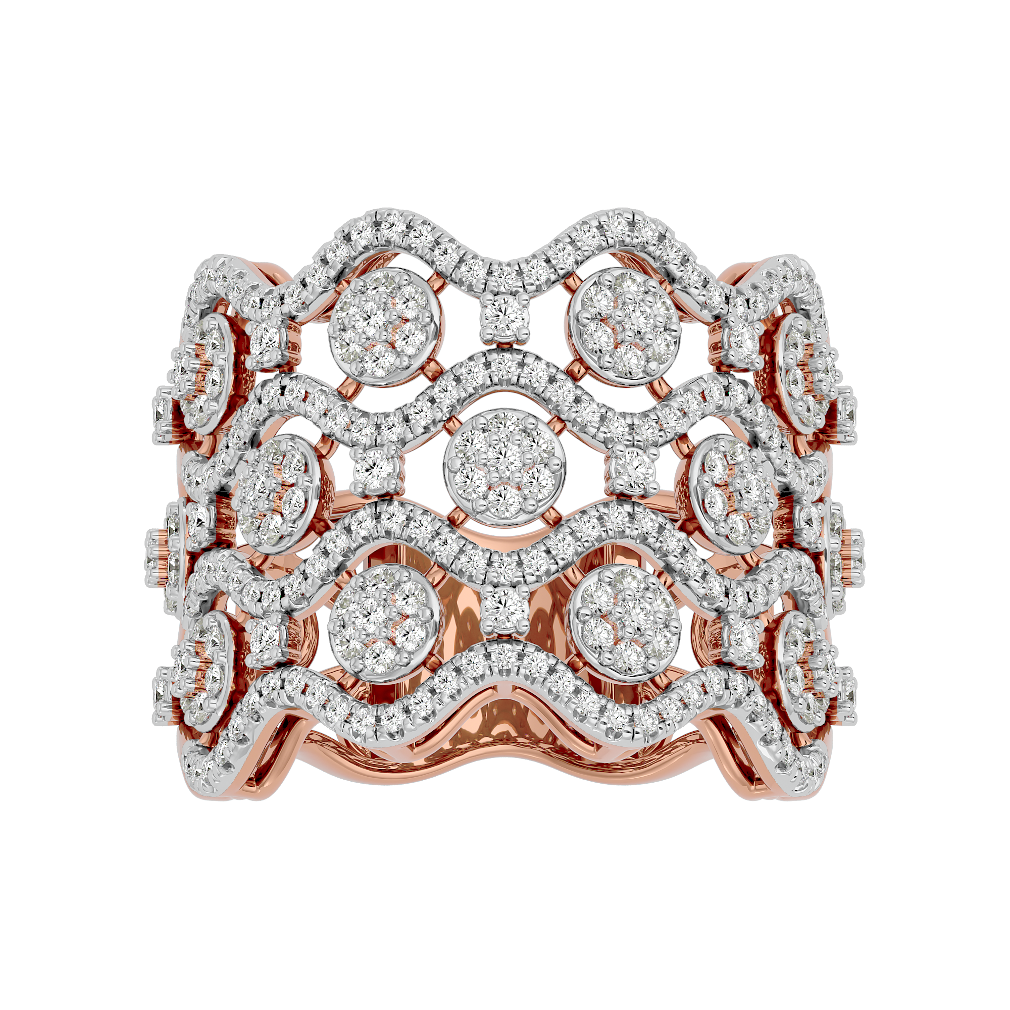 Rose Gold Tri-Layered Daily Wear Diamond Ring - Blu Diamonds