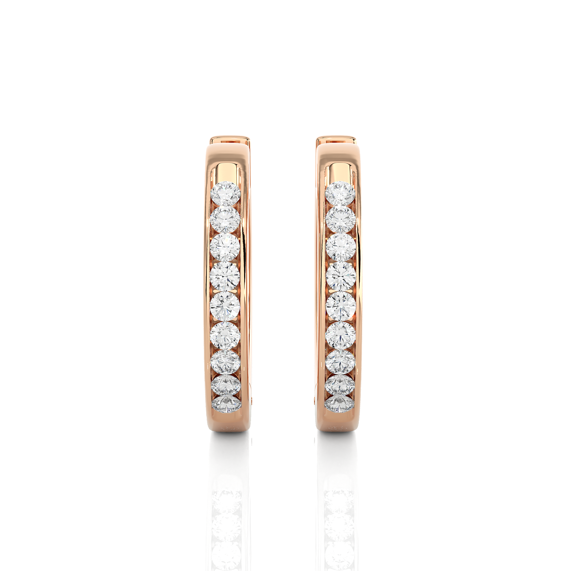 0.52Ct Lab Grown Round Diamond Hoop Earrings in 14Kt Rose Gold - Blu Diamonds