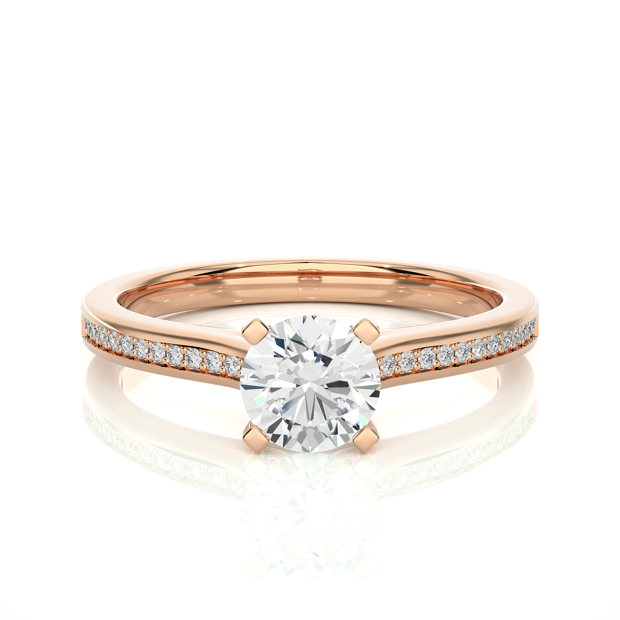 0.75Ct Round Cut Solitaire Diamond Ring in Rose Gold - Blu Diamonds