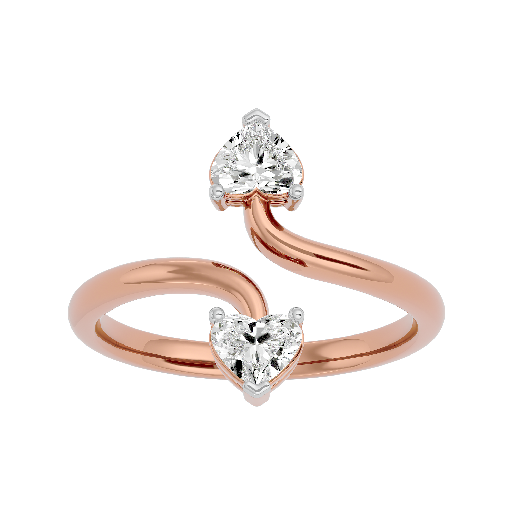 14Kt Rose Gold 0.66Ct Heart Shaped Promise Ring - Blu Diamonds