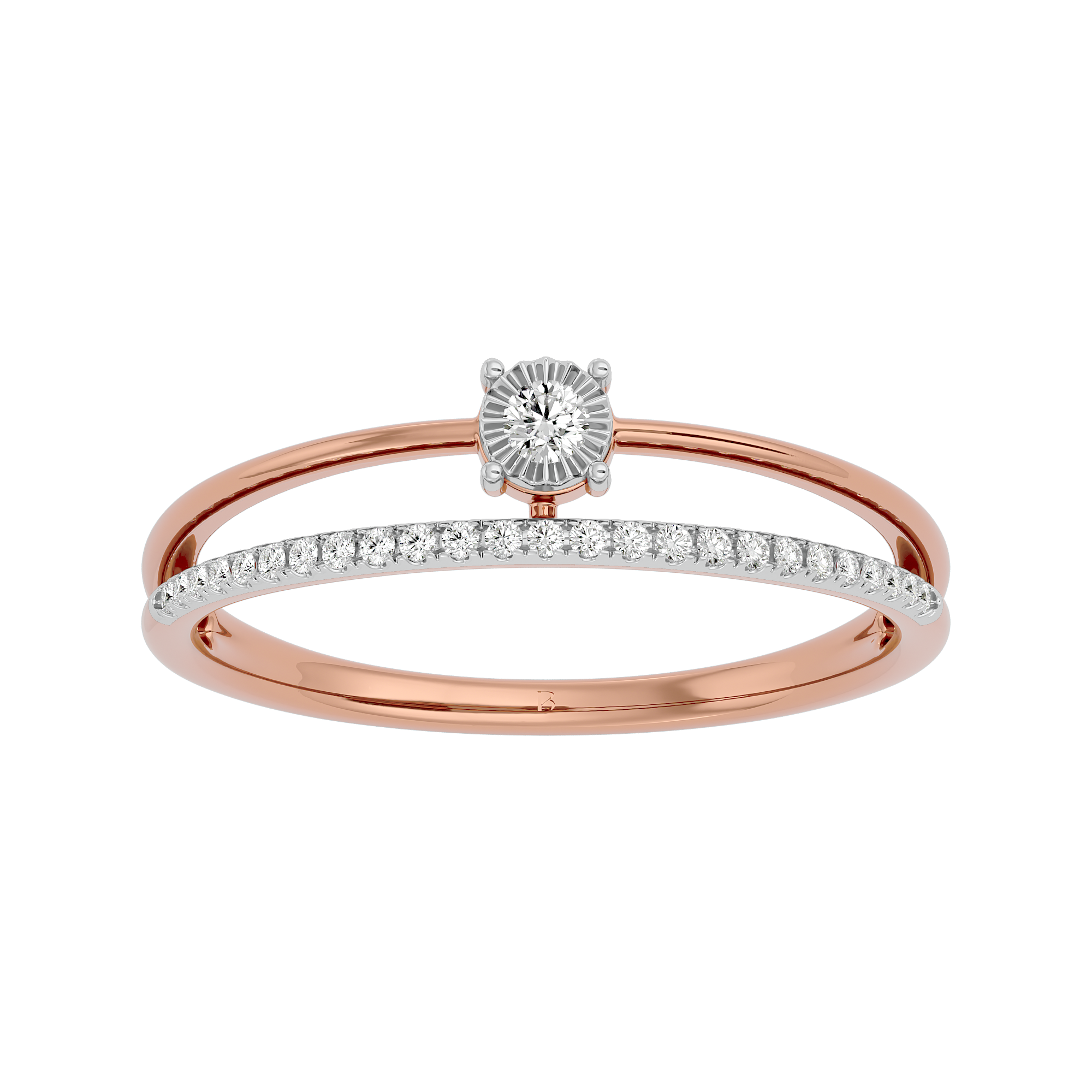 0.13 Ct Lab Grown Diamond Ring in rose gold - Blu Diamonds